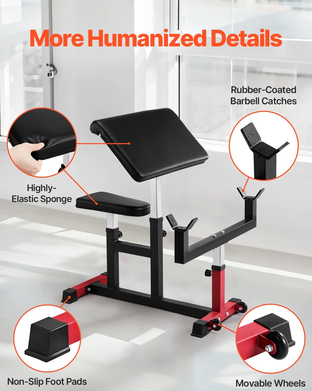 Preacher Curl Bench, Strength Training Biceps Machine, Max load 440 LBS Home Gym Equipment, Seated Arm Isolated Barbell Dumbbell Bicep Station, Adjustable Weight Benches for Home Gym Image 7