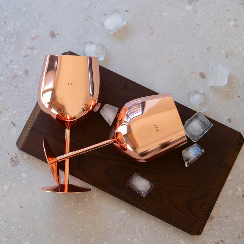 Vinglass stål DU & JEG 45 cl 2 stk roségull