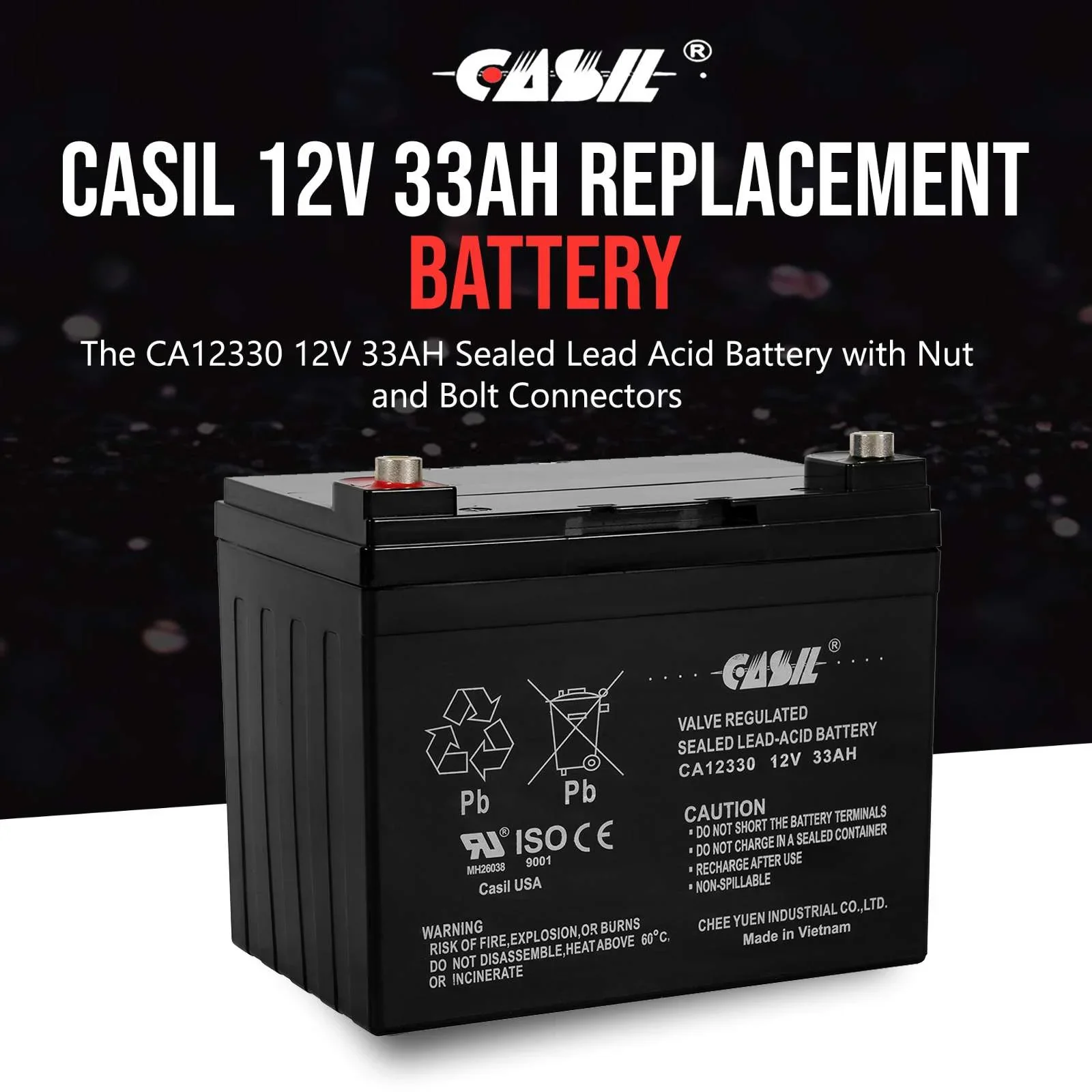 2 Pack Casil 12V 33ah 35AH Battery for John Deere Lawn Garden Tractor Riding Mower