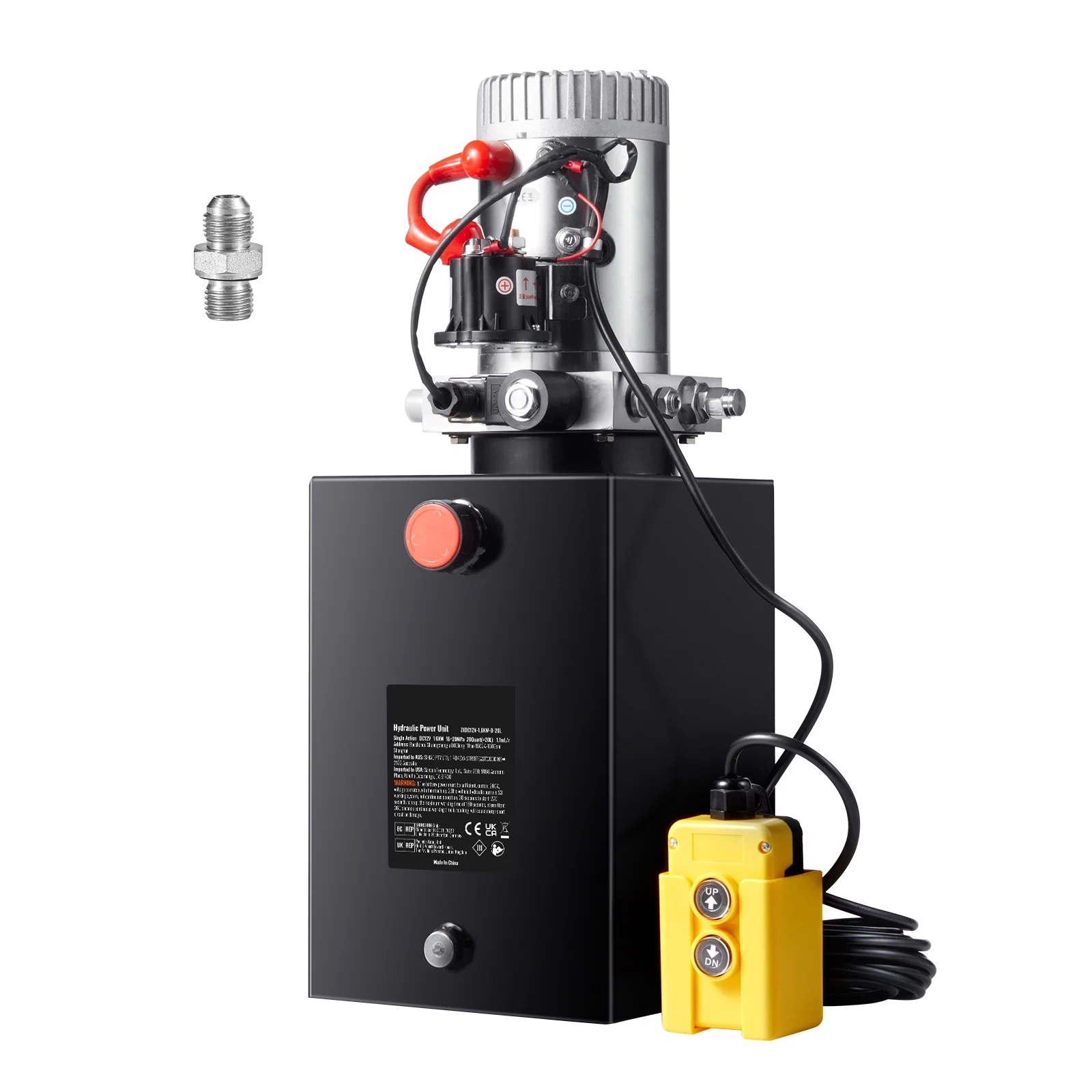 Hydraulic Pump, 20 Qt Power Unit, Single Acting for Dump Trailers, 0.91 GPM, 3200 PSI, 12V DC for Car Lifts - Image 7