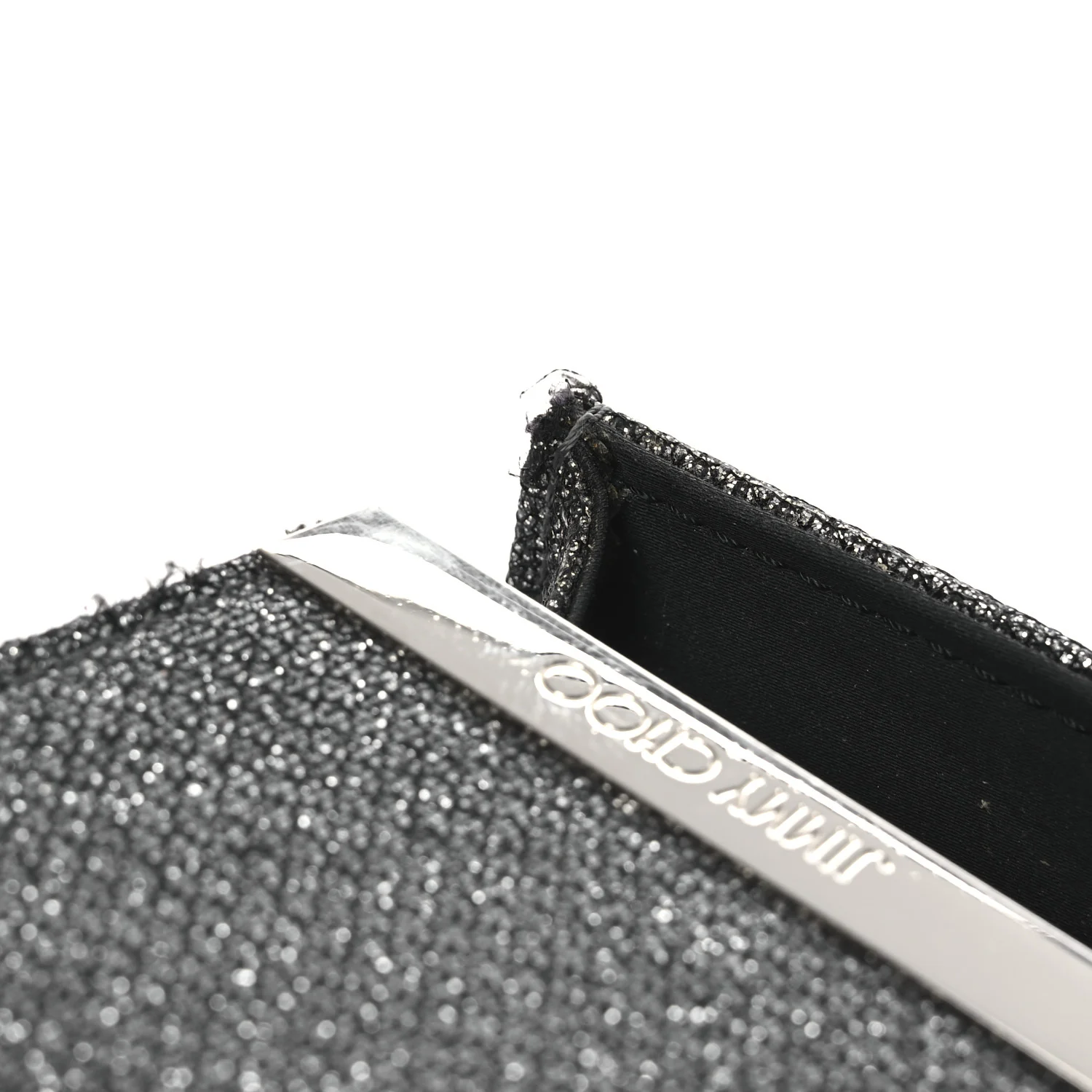 Glitter Fabric Erica Chain Clutch  Anthracite