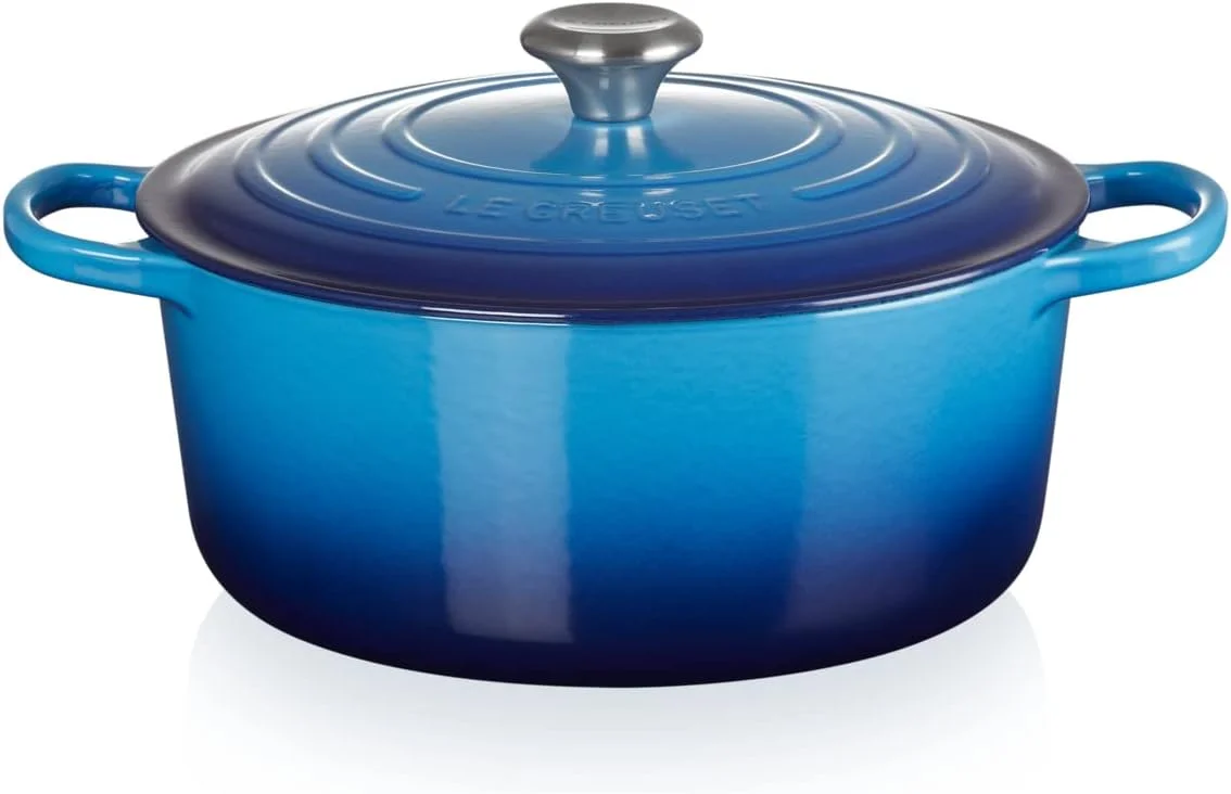 Le Creuset Signature Enamelled Cast Iron 28cm Round Casserole Dish with Lid, Blue