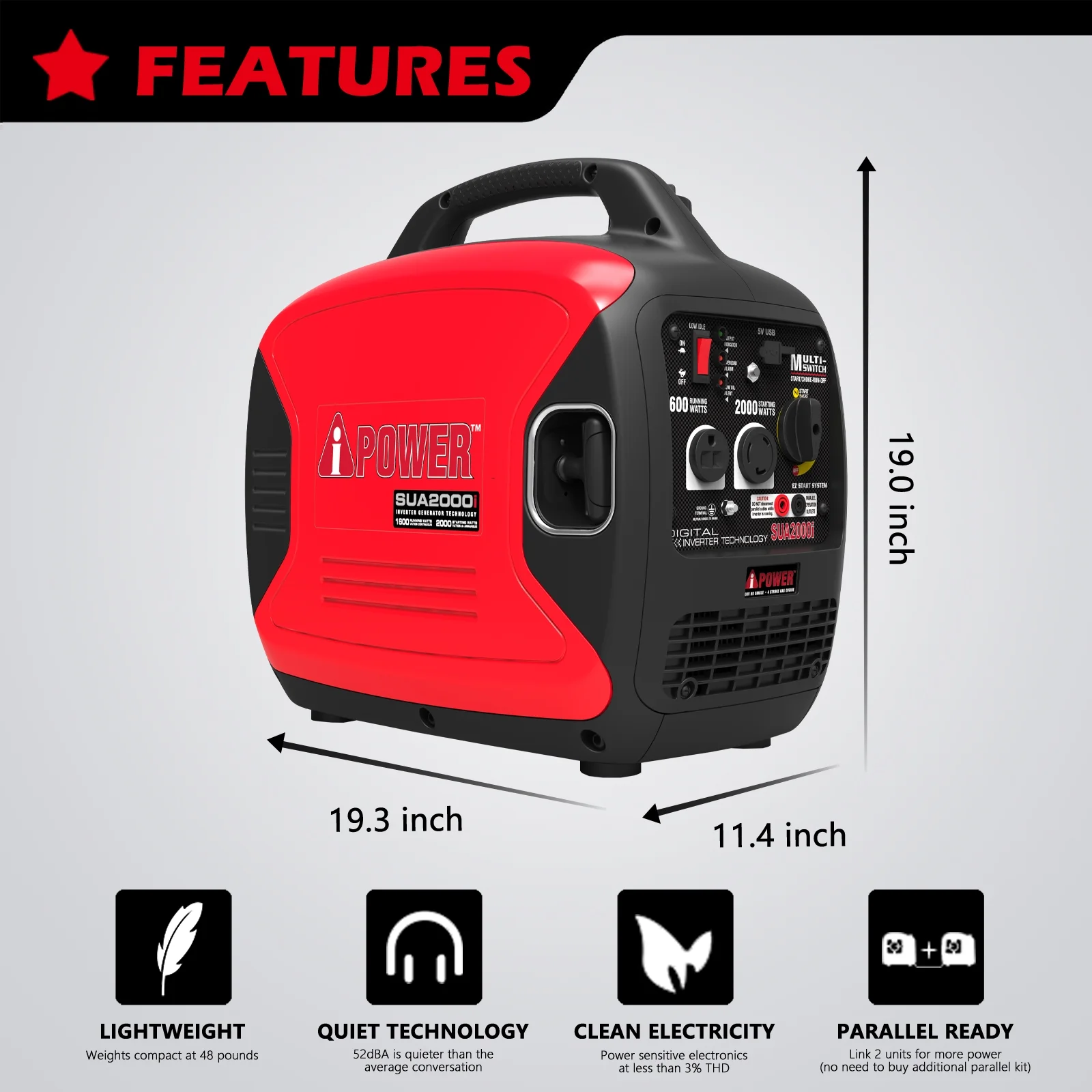 SUA2000i Super Quiet 1600-Watt Portable Digital Inverter Gas Generator - Image 6