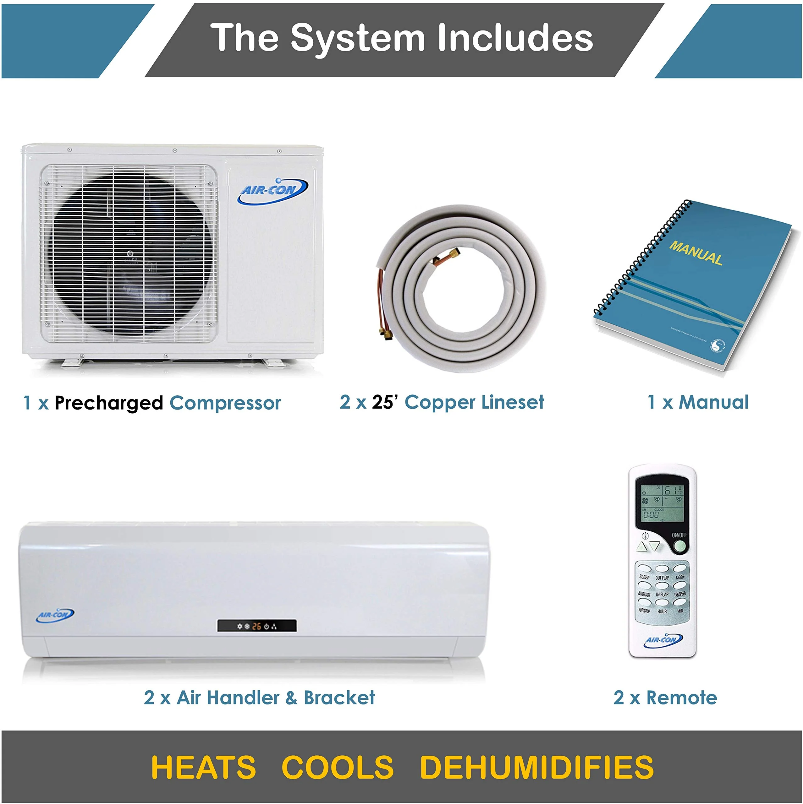 2 Zone Mini Split 9000 12000 Ductless Air Conditioner Pre-Charged Dual Zone 21 Seer Mini Split Includes - Image 8