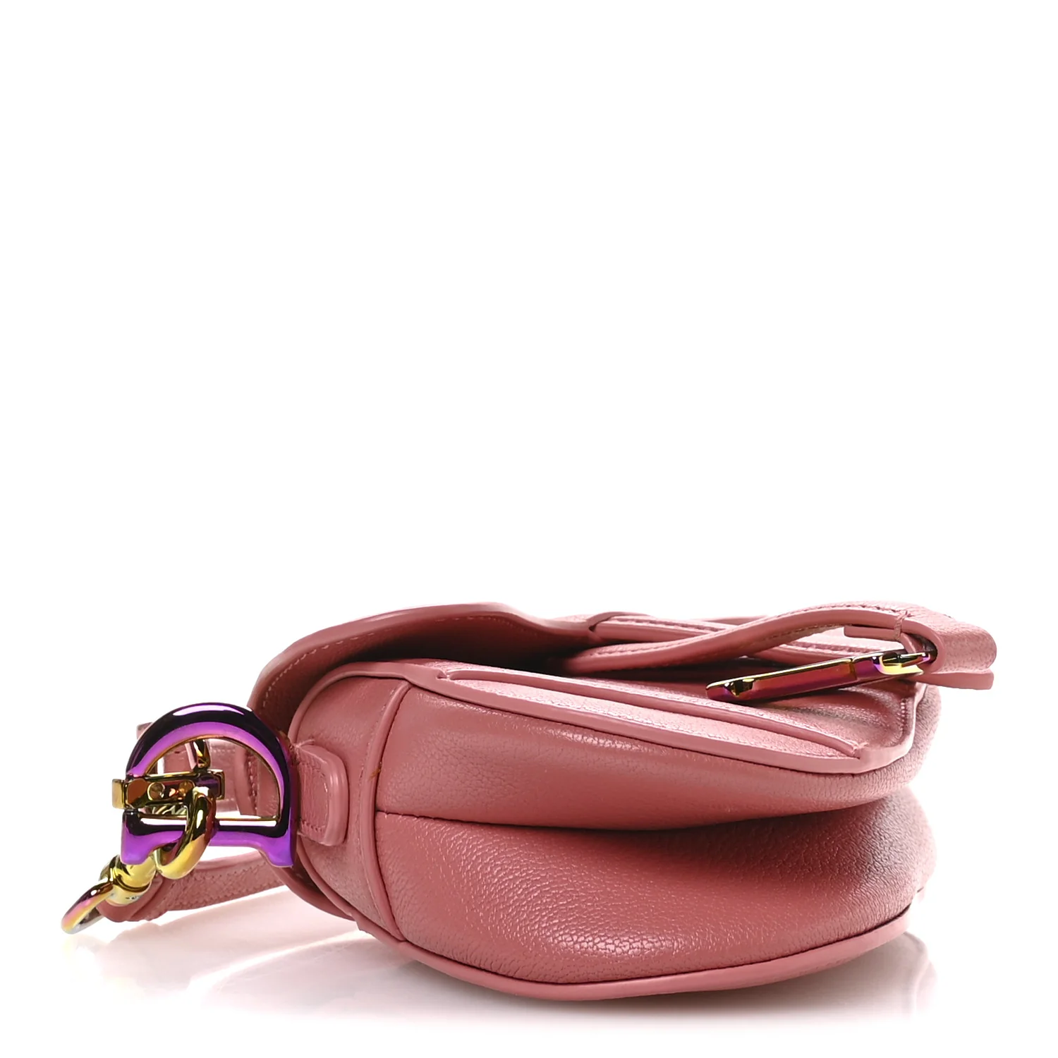 Goatskin Micro Saddle Bag With Strap Coral Powder