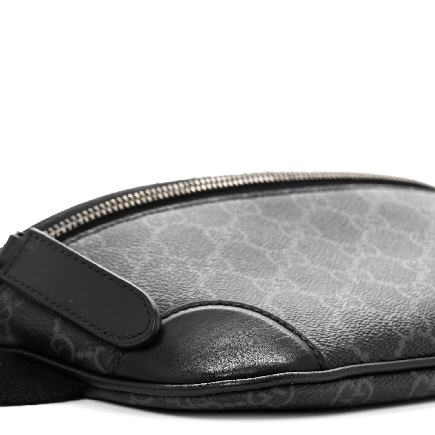 GG Supreme Monogram Emblem Calfskin Small Belt Bag Black Grey