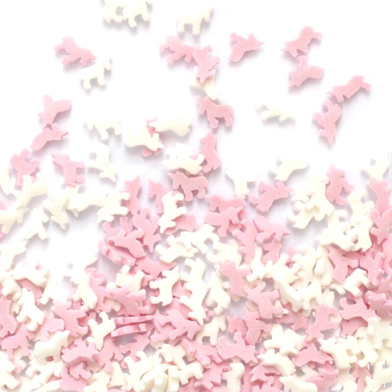 Kakestrø enhjørning 50 g rosa/hvit