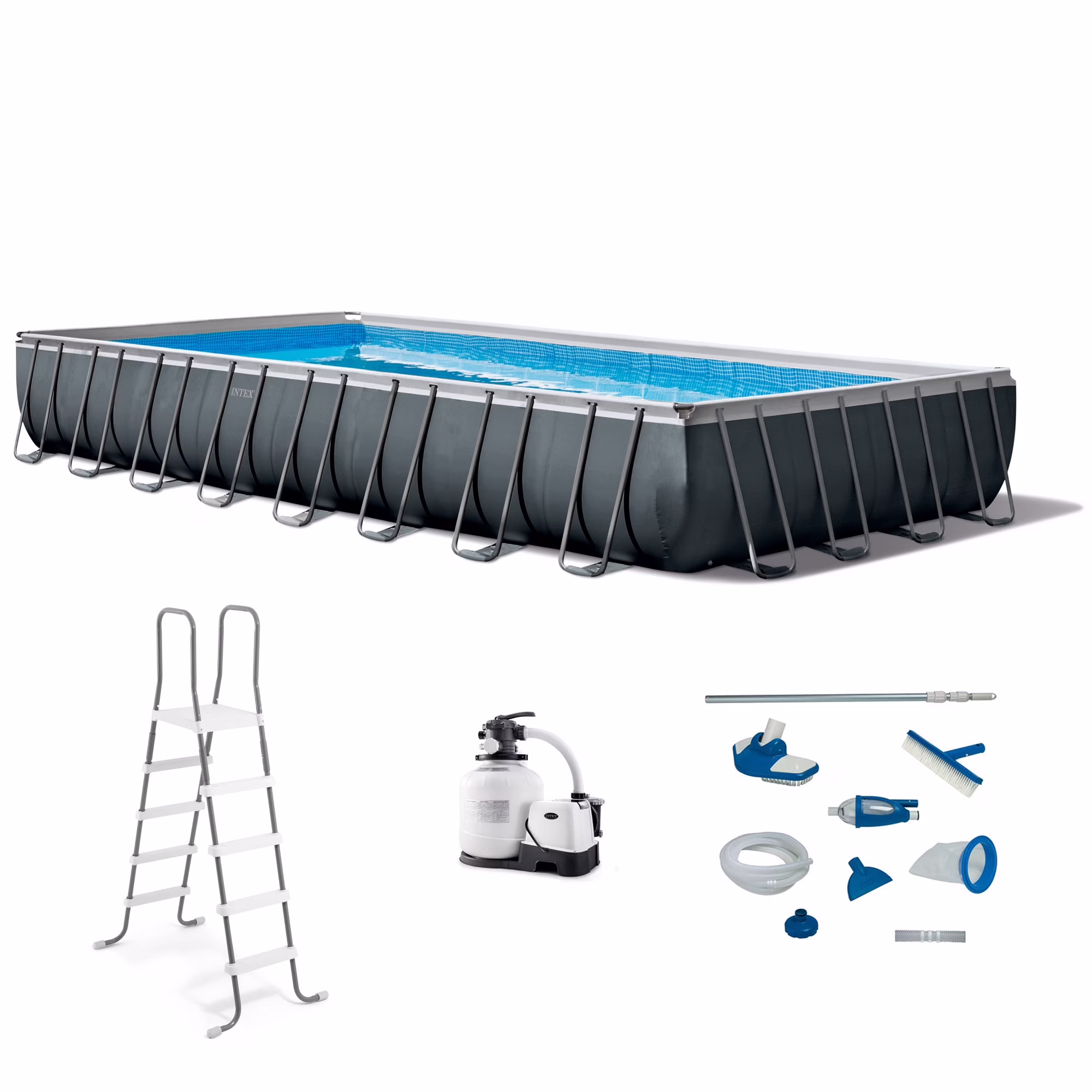 24ft x 12ft x 52in Ultra XTR Above Ground Pool, Floats (2 Pack), Inflatable Cooler(Blue,Gray) - Image 7