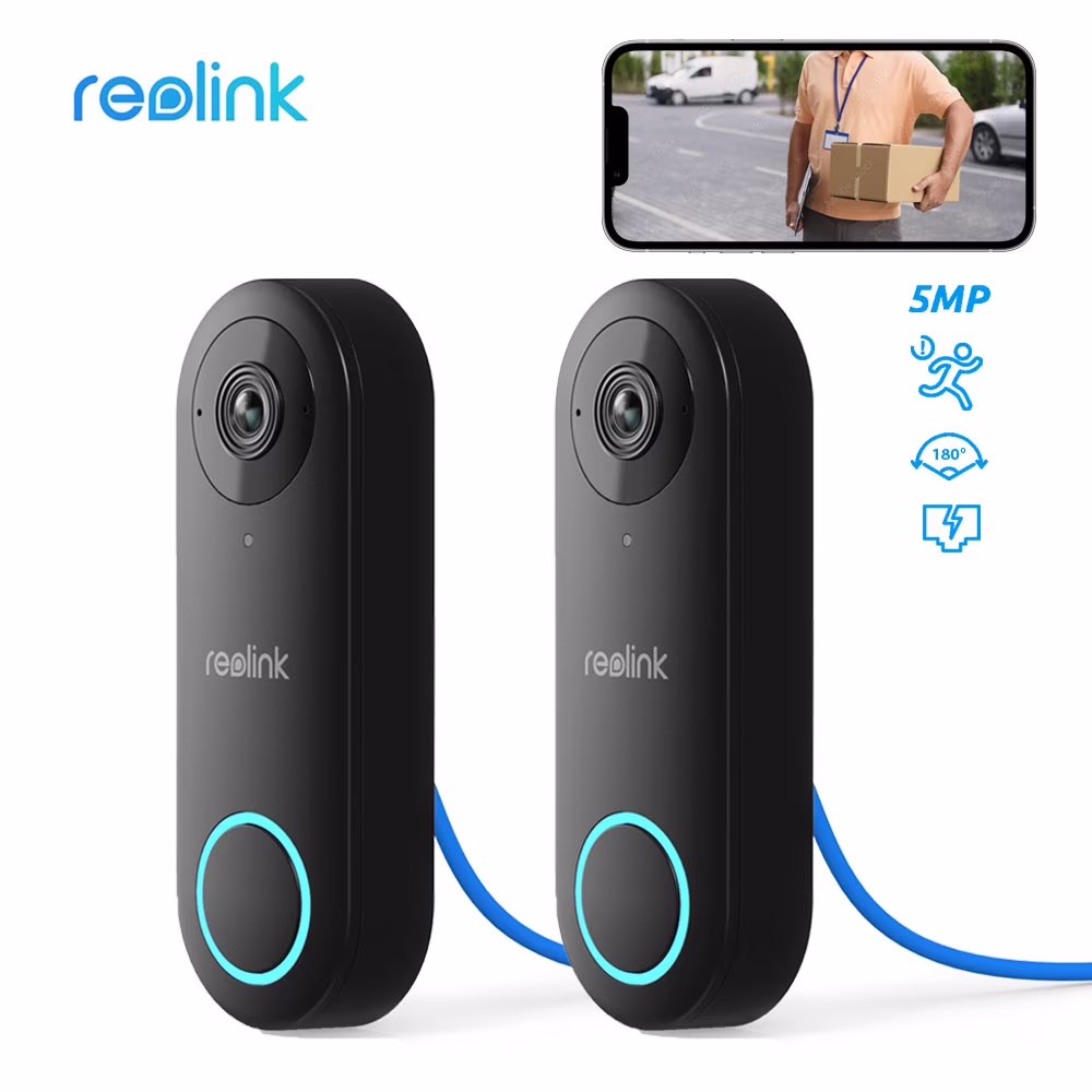 2pcs Doorbell(PoE Version) 180�� Diagonal, 5MP IP Security Camera with Chime, Secured Local Storage, No Monthly Fee