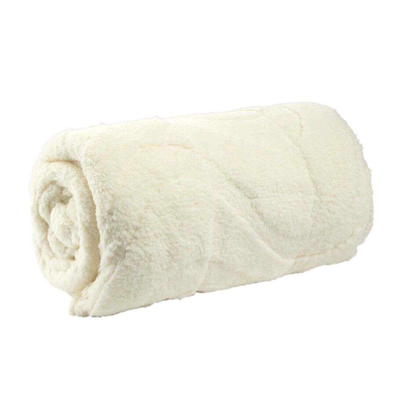 Plaid uni relief jacquard 130x190cm (2 modèles beige ou blanc)