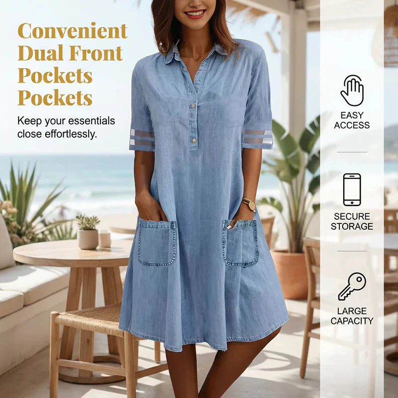 Robe décontractée à manches courtes avec détails en maille