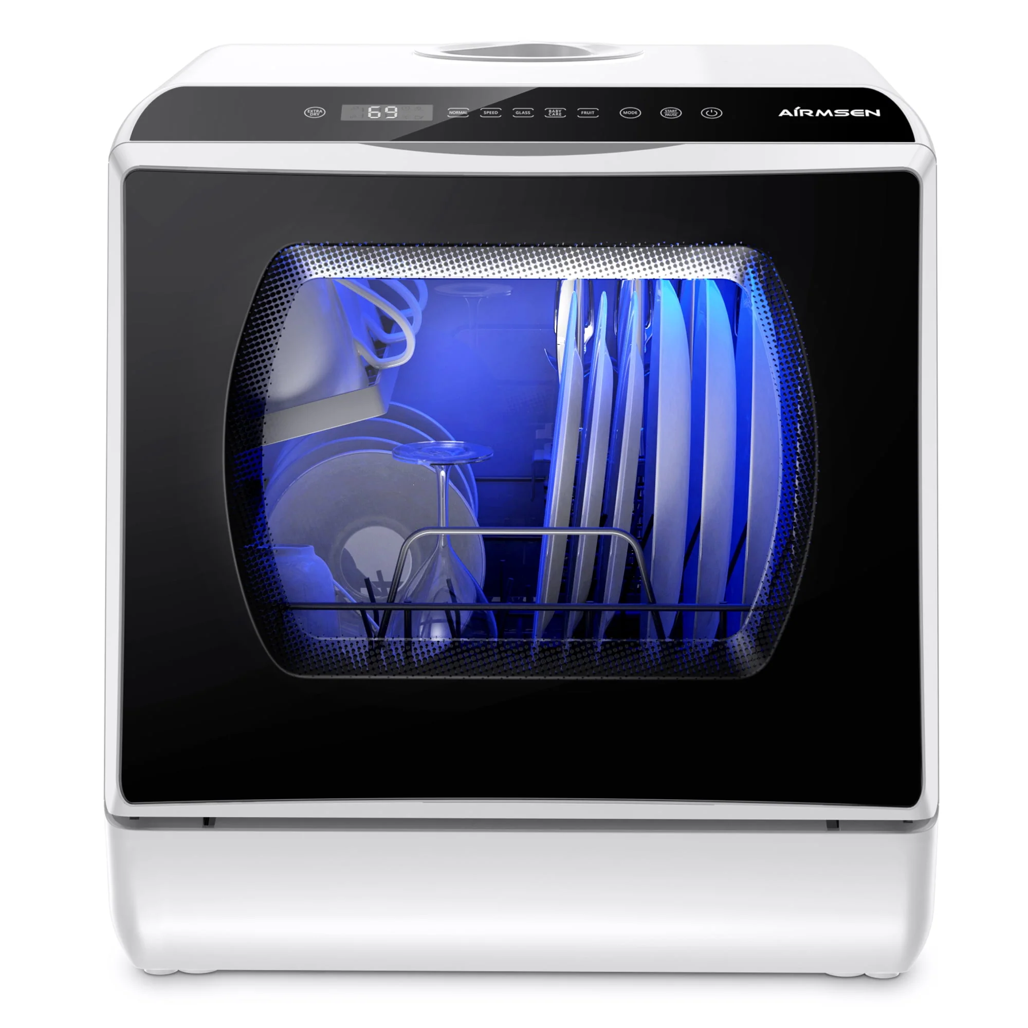 AIRMSEN Portable Countertop Dishwasher with 5 - Liter Built - in Water Tank and Air - Dry Function, 5 Washing Programs, AE - TDQR03