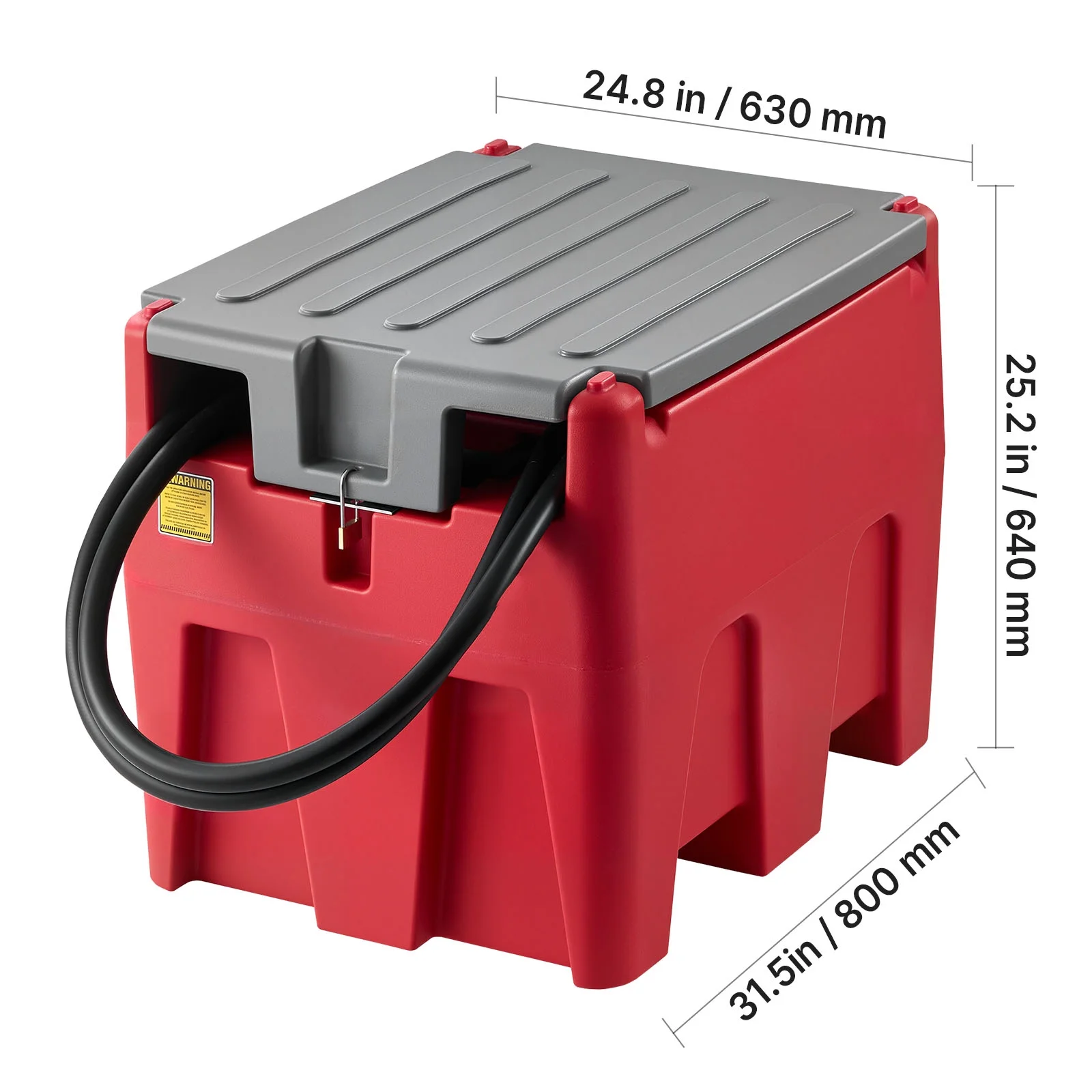 Portable Diesel Tank, 58-Gallon Capacity with 10 GPM Flow Rate, Fuel Tank Featuring 12V Electric Pump and 13.1ft Rubber Hose, Durable PE Construction for Convenient Fuel Transport, Red - Image 8