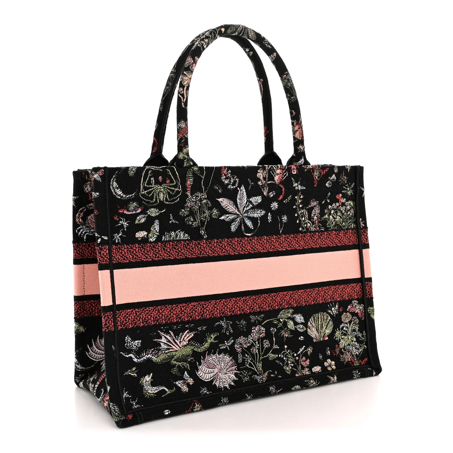 Canvas Embroidered Medium Cabinet De Curiosites Book Tote Black Multicolor