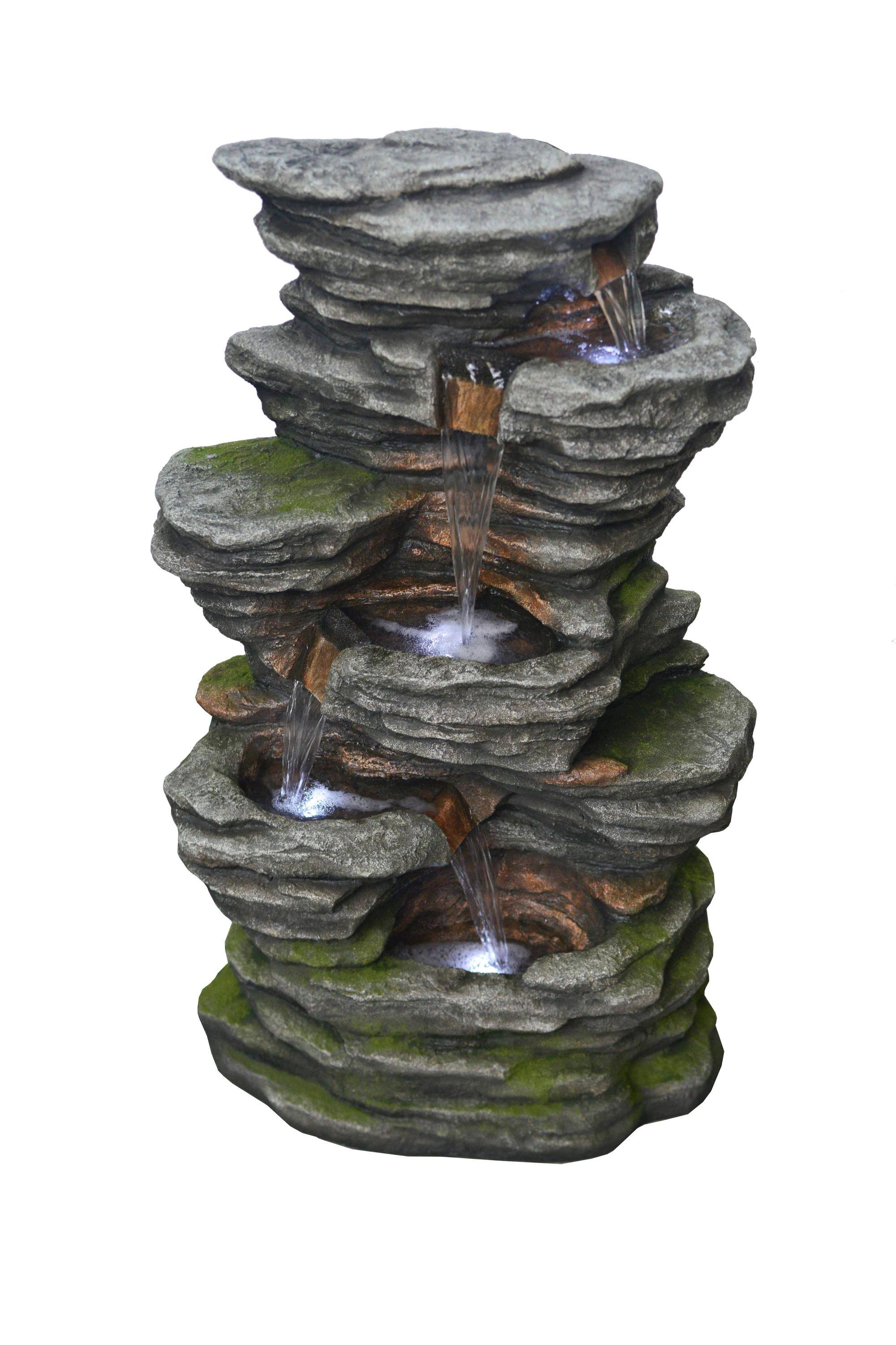 Bond 40.16-in H Resin Rock Waterfall Outdoor Fountain | Y95805