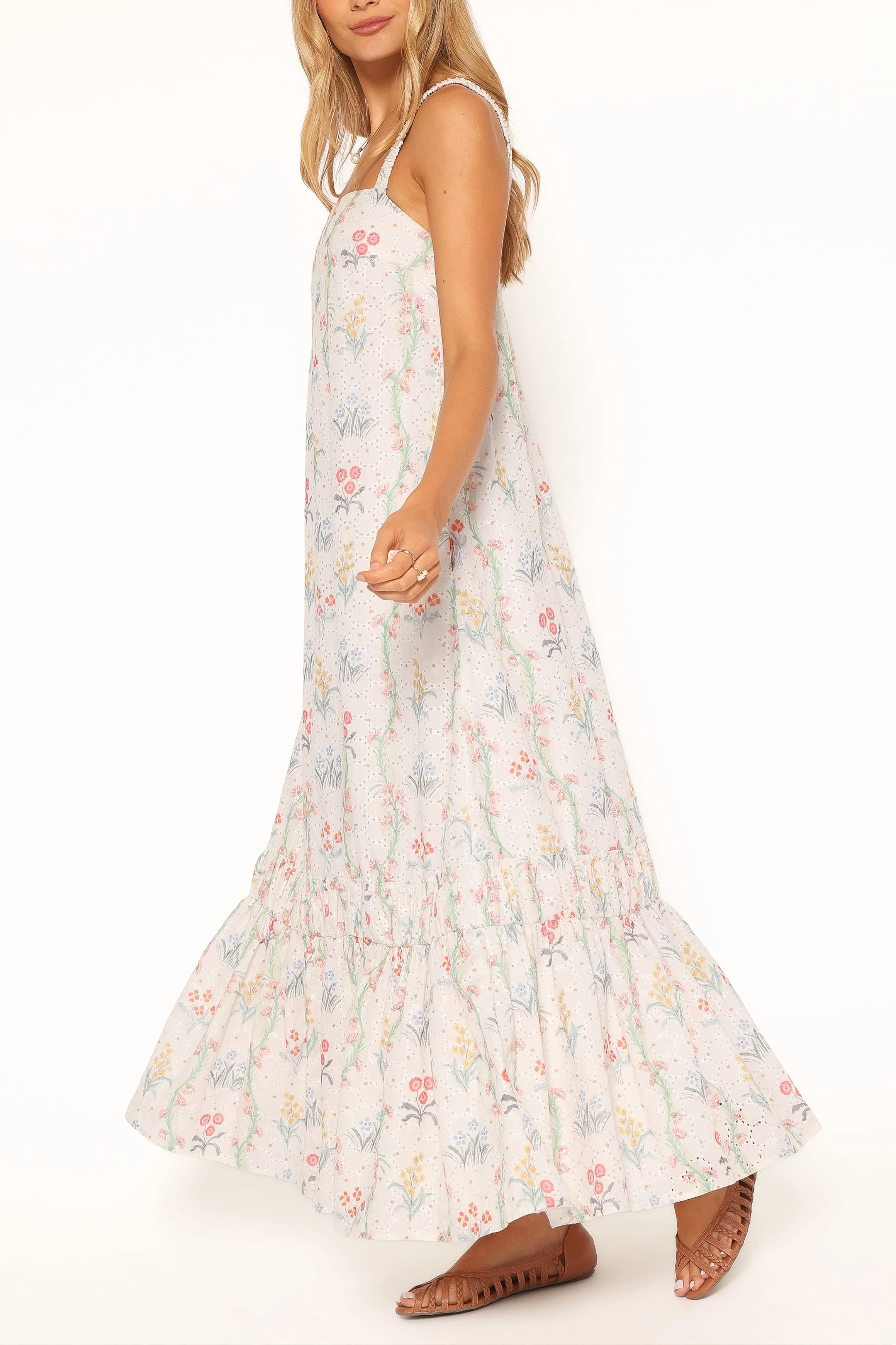 Evaline Maxi Dress - White Floral