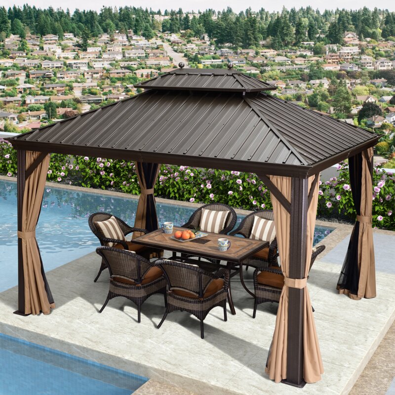 Gazebo de patio en aluminium de 3,66 m de large x 3,05 m de profondeur