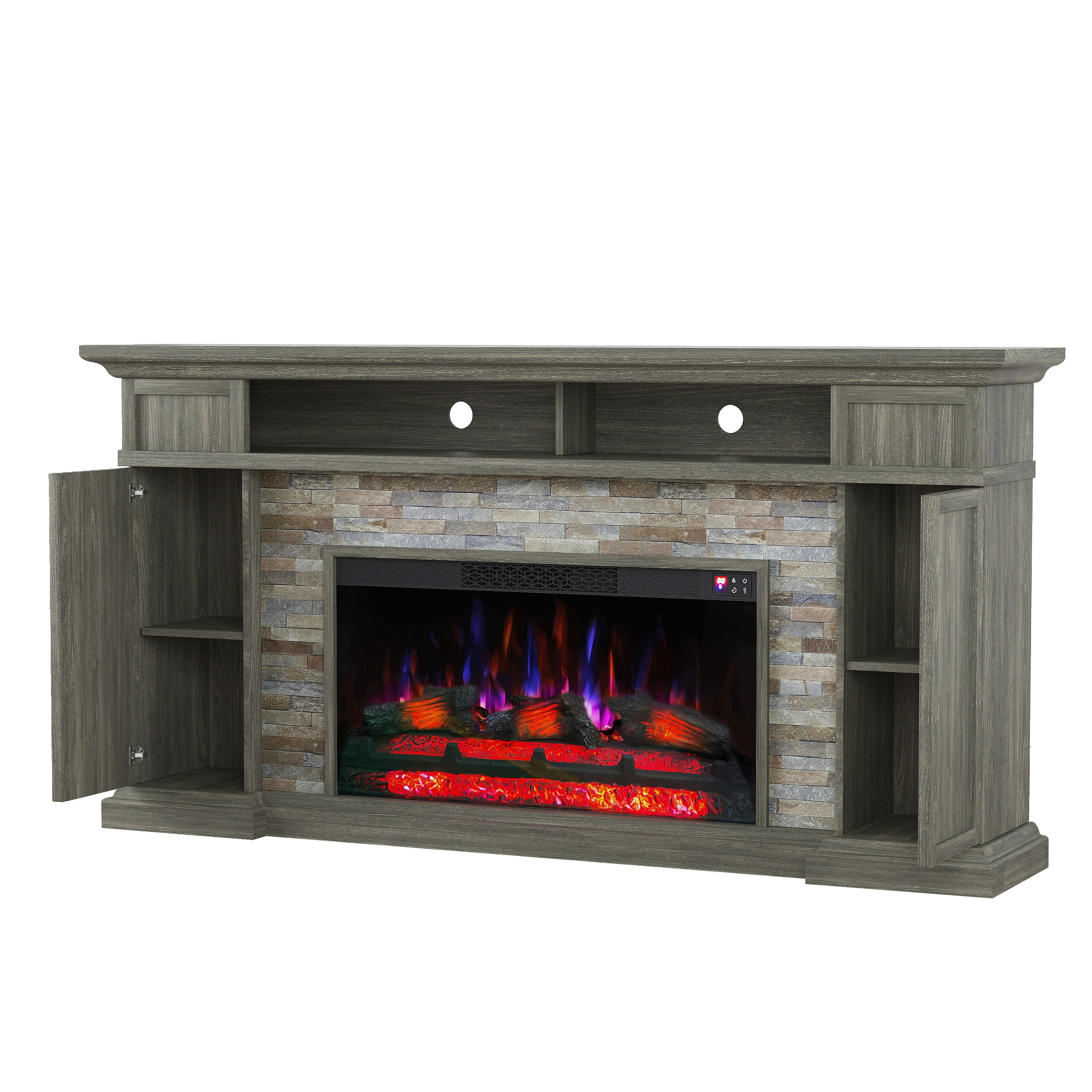 FESTIVO 70" Extra-Wide Freestanding Electric Fireplace - Dark Brown(Dark Brown)