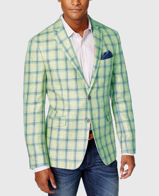 Blazer à carreaux roses OK Fashion, revers cranté et deux boutons