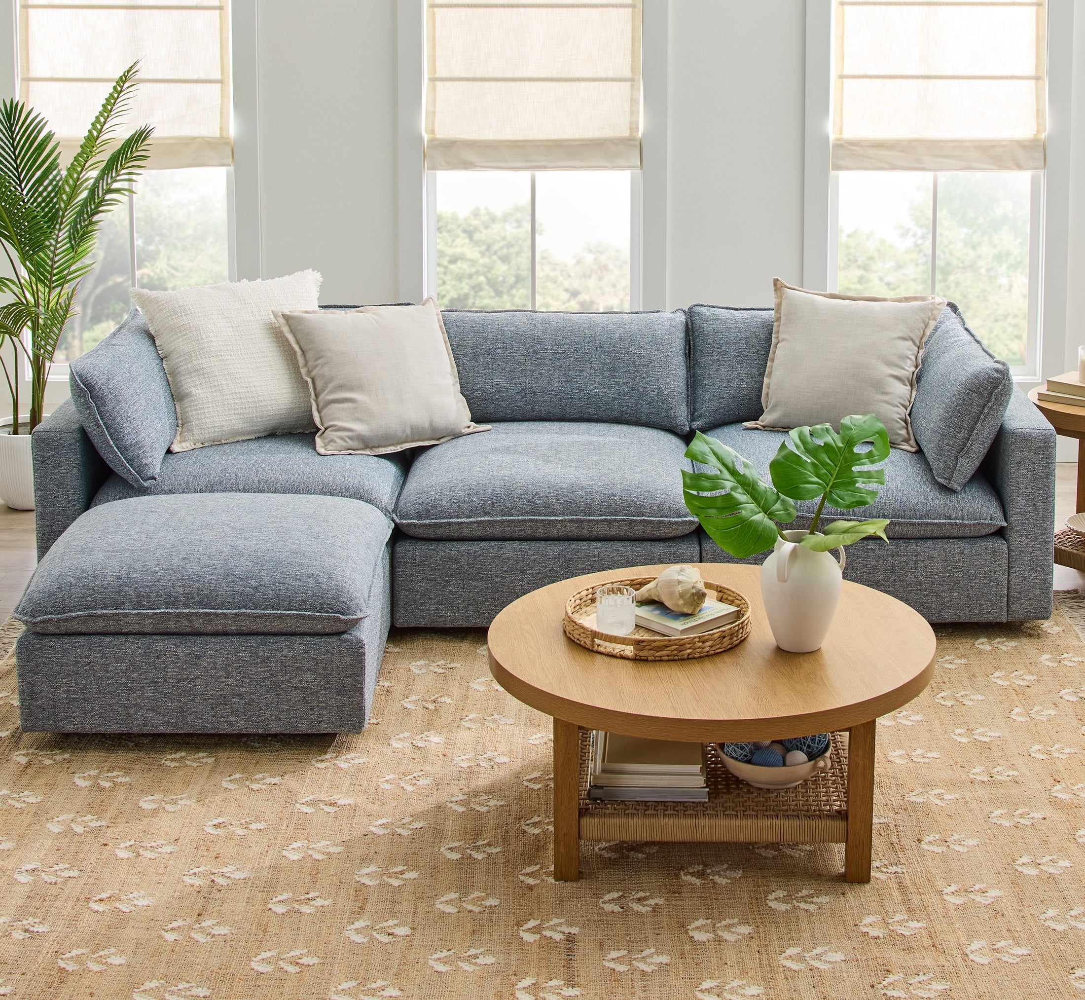 Better Homes & Gardens Weston 107.5 Cloud Modular Sectional Sofa, Heathered Blue