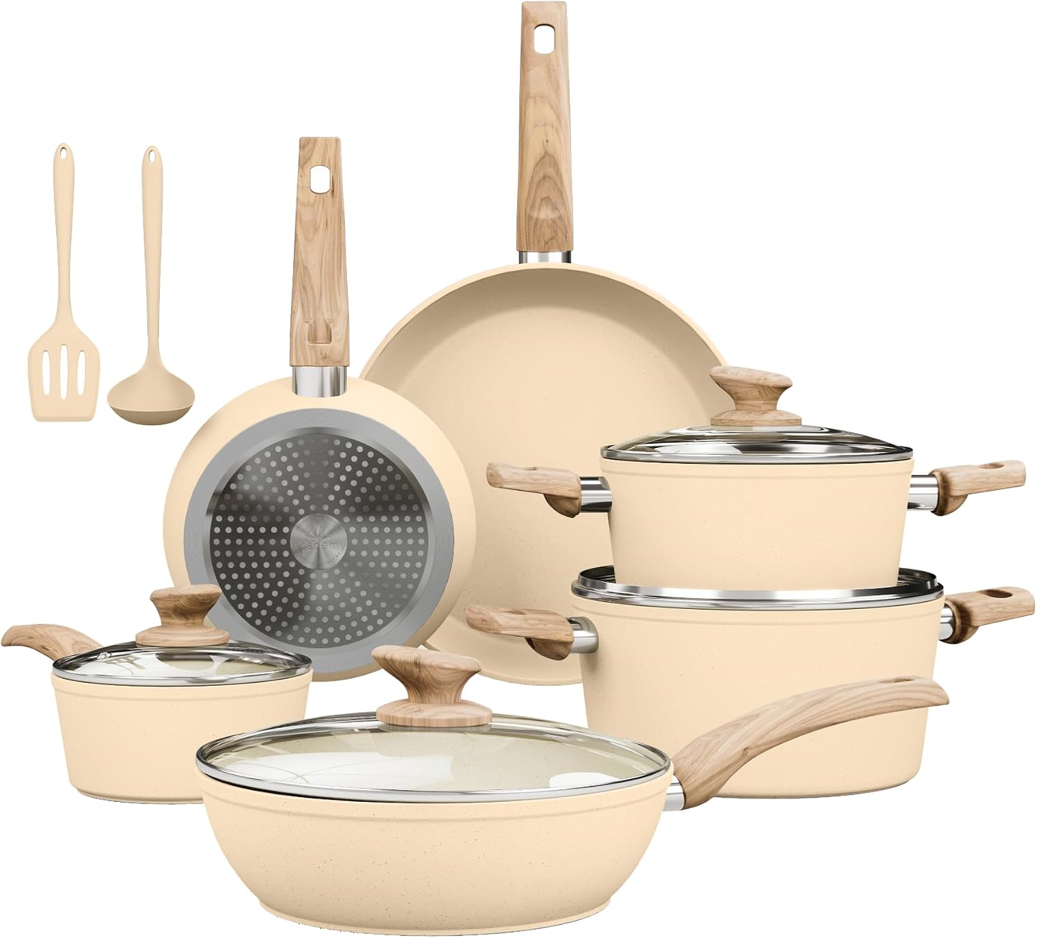 Kitchen Academy Pots and Pans Set Non Stick, 12pcs Induction Cookware