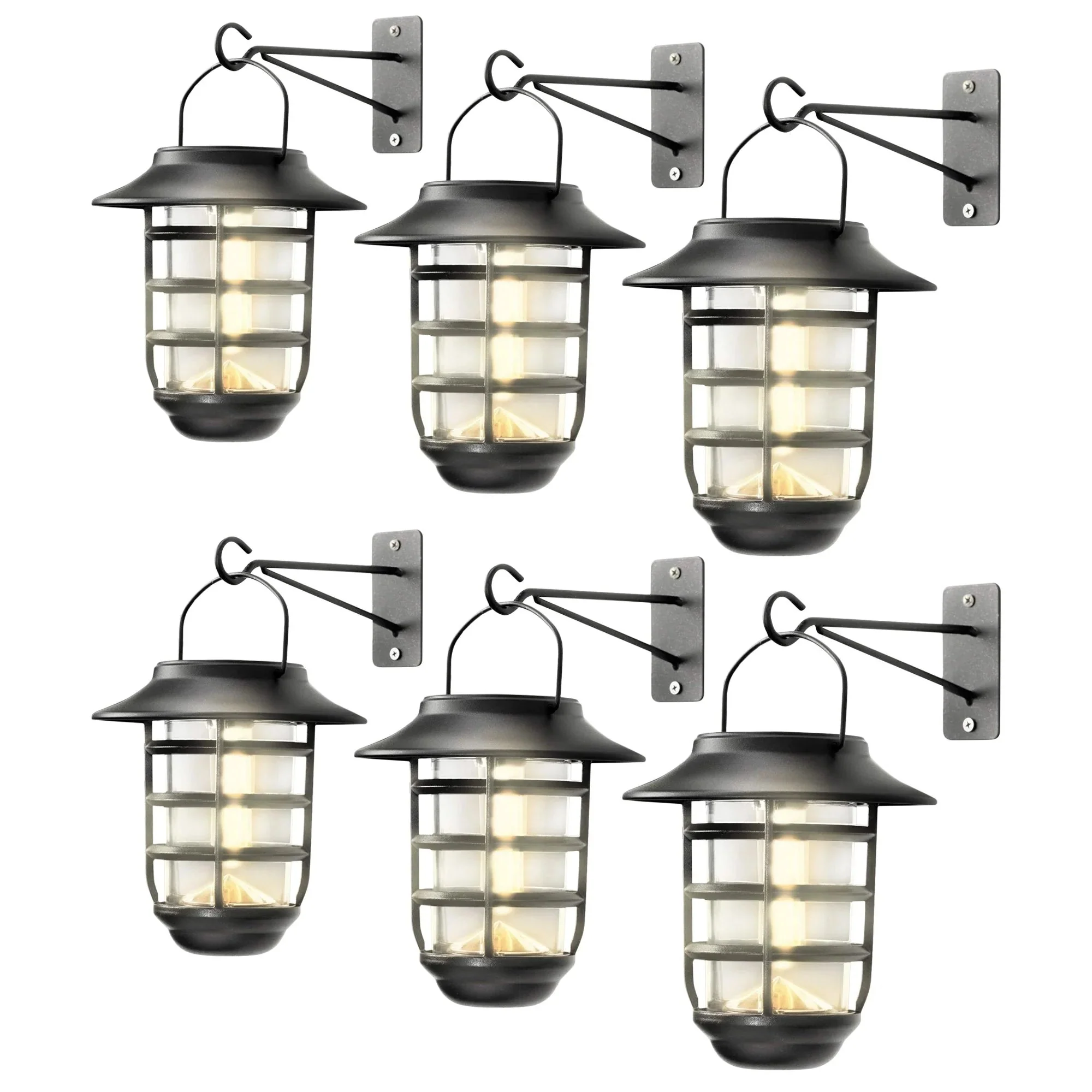 Home Zone Security Solar Outdoor Decorative Glass Wall Lantern Light No Wiring