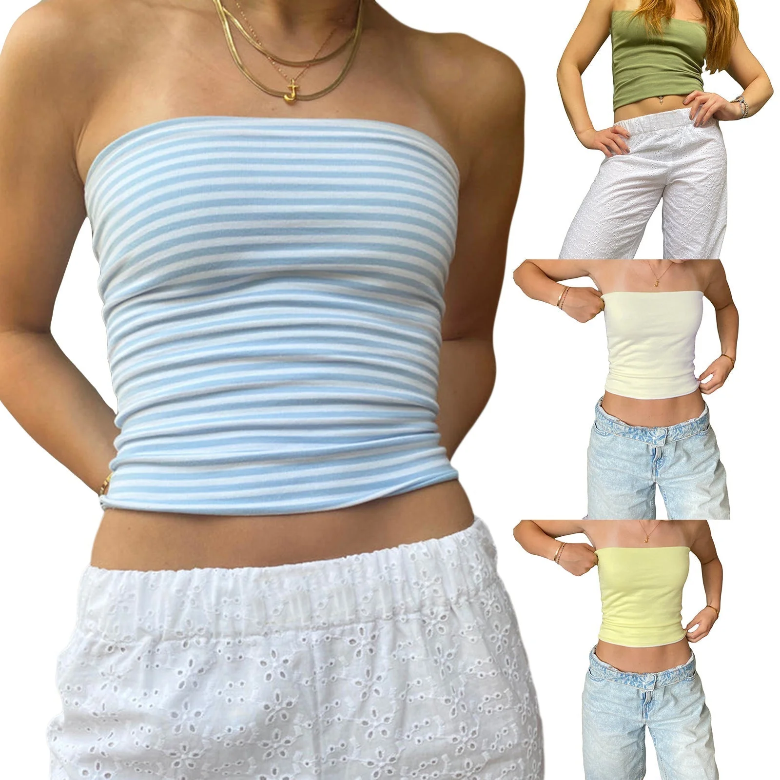 Haut bustier fin rayé pour femmes