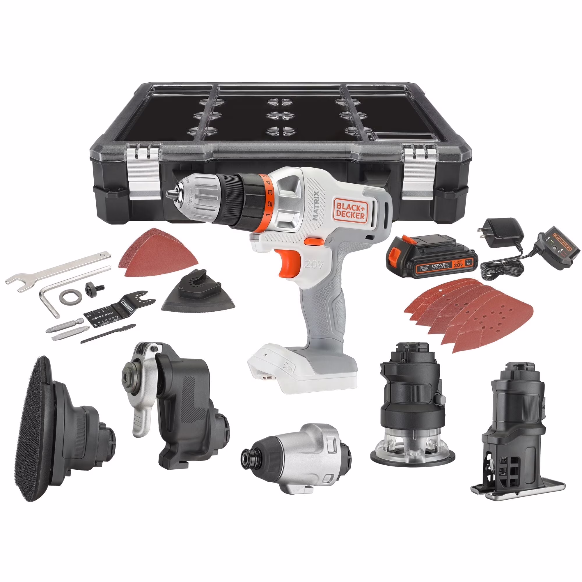 BLACK+DECKER 20V Max* Matrix Cordless Combo Kit, 6 - Tool, White and Orange, (BDCDMT1206KITWC)