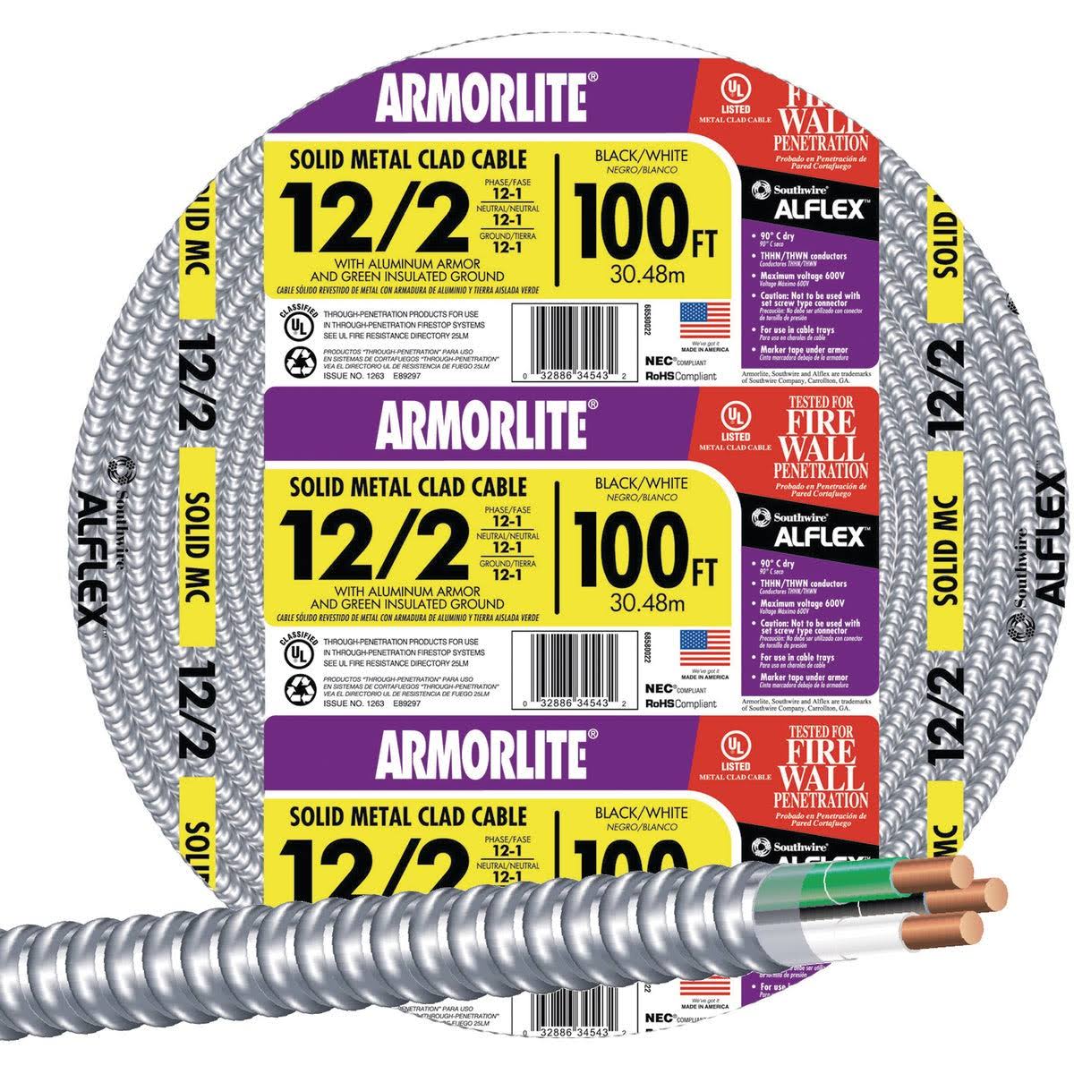 Southwire 100 ft. 12/2 MC Armored Cable 68580023