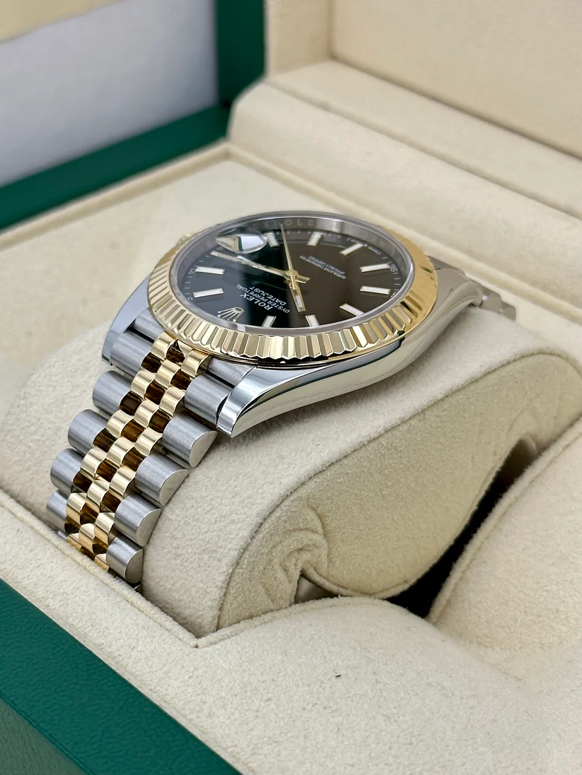 [Super Clone]RLX  Datejust 41mm Two-Tone Yellow Gold Fluted Bezel Black Index Dial Jubilee - 126333-0014