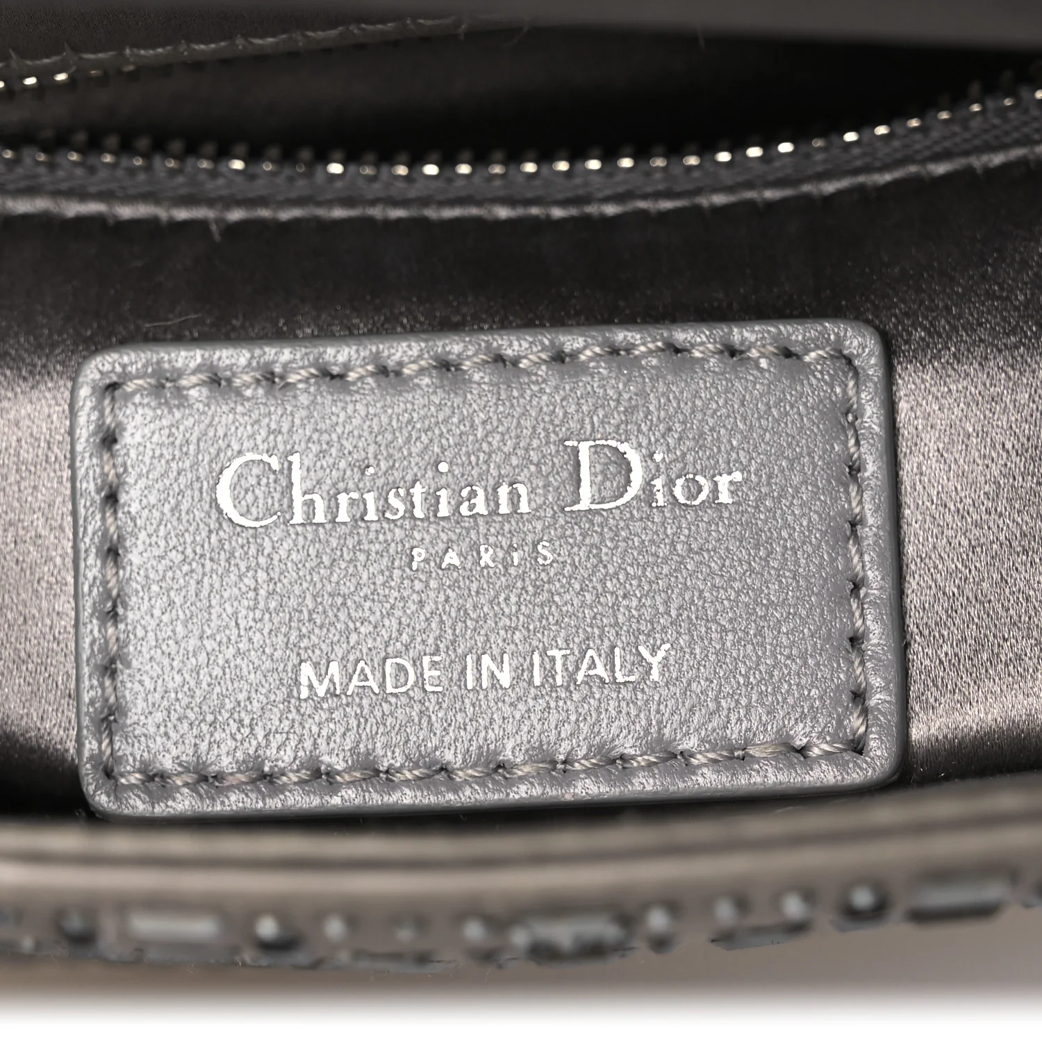 Satin Crystal Cannage Mini Lady Dior Gray