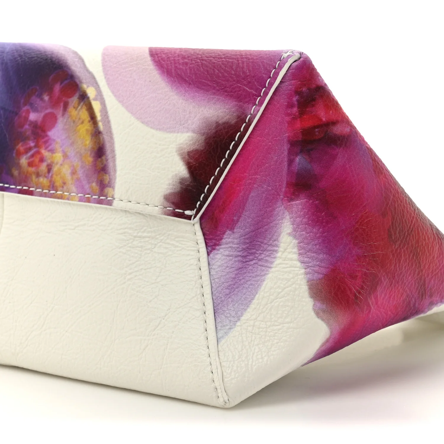 Crinkled Calfskin Future Floral Mini The Sack Bag White Multicolor