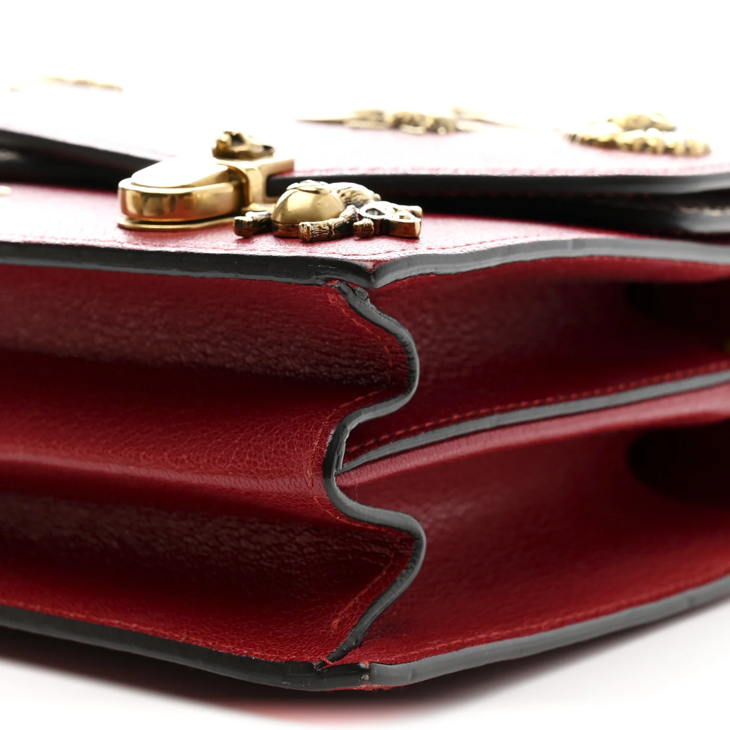 Calfskin Snakeskin Studded Small Ottilia Top Handle Bag Hibiscus Red