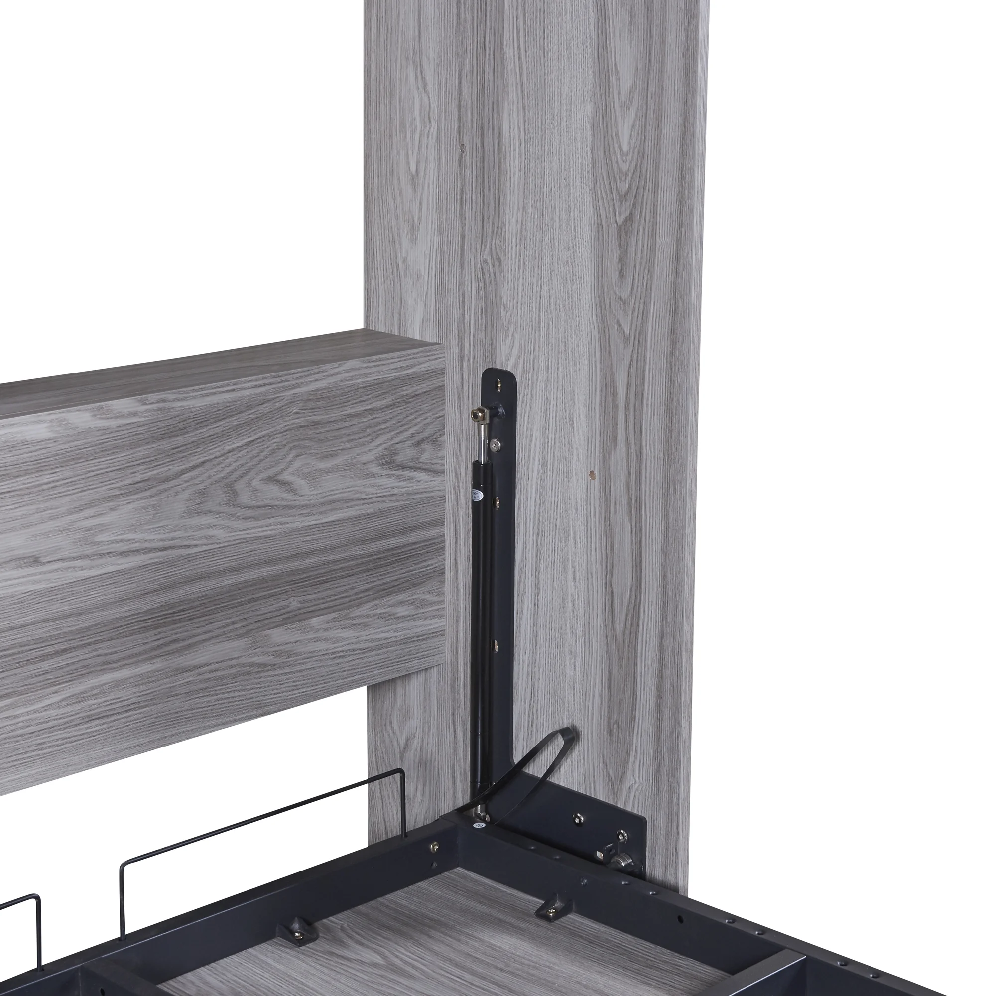 Pine Wood Twin Size Murphy Bed, Convertible Wall Bed into A Cabinet, Gray(Twin/Cabinet) - Image 4
