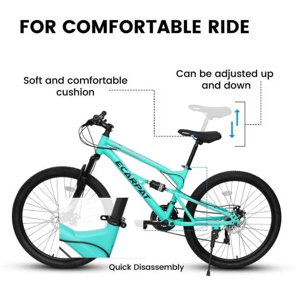 Raistyw 26 inch Mountain Bike for Adult, Shimano 21-Speed Steel Frame Bicycle with Disc Brakes and Shock Fork, Blue and Green