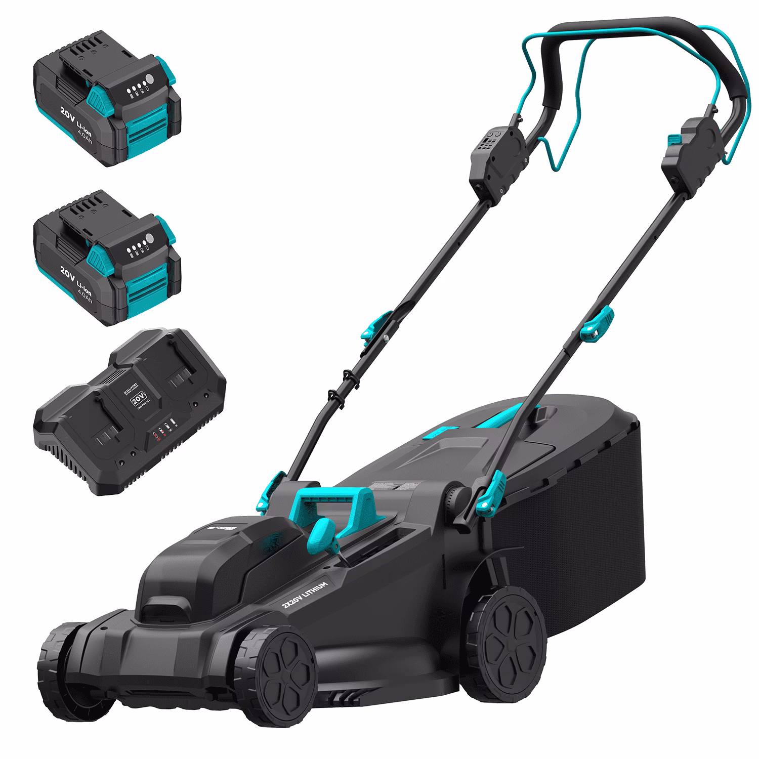 Brushless Self-Propelled Lawn Mower, 2*20V 18" Cordless Lawn Mower, with 2*4.0Ah Battery Dual Charger Included