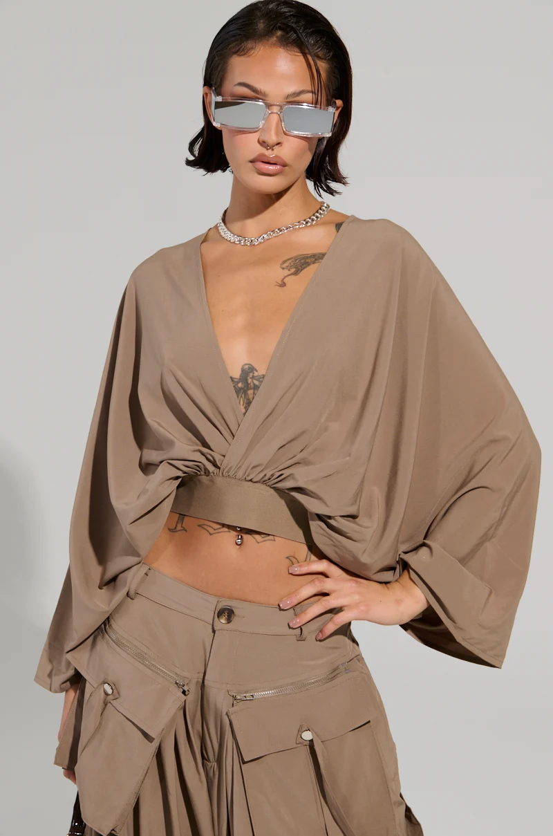 TALK ABOUT ME BLOUSE IN BROWN - Akira Store