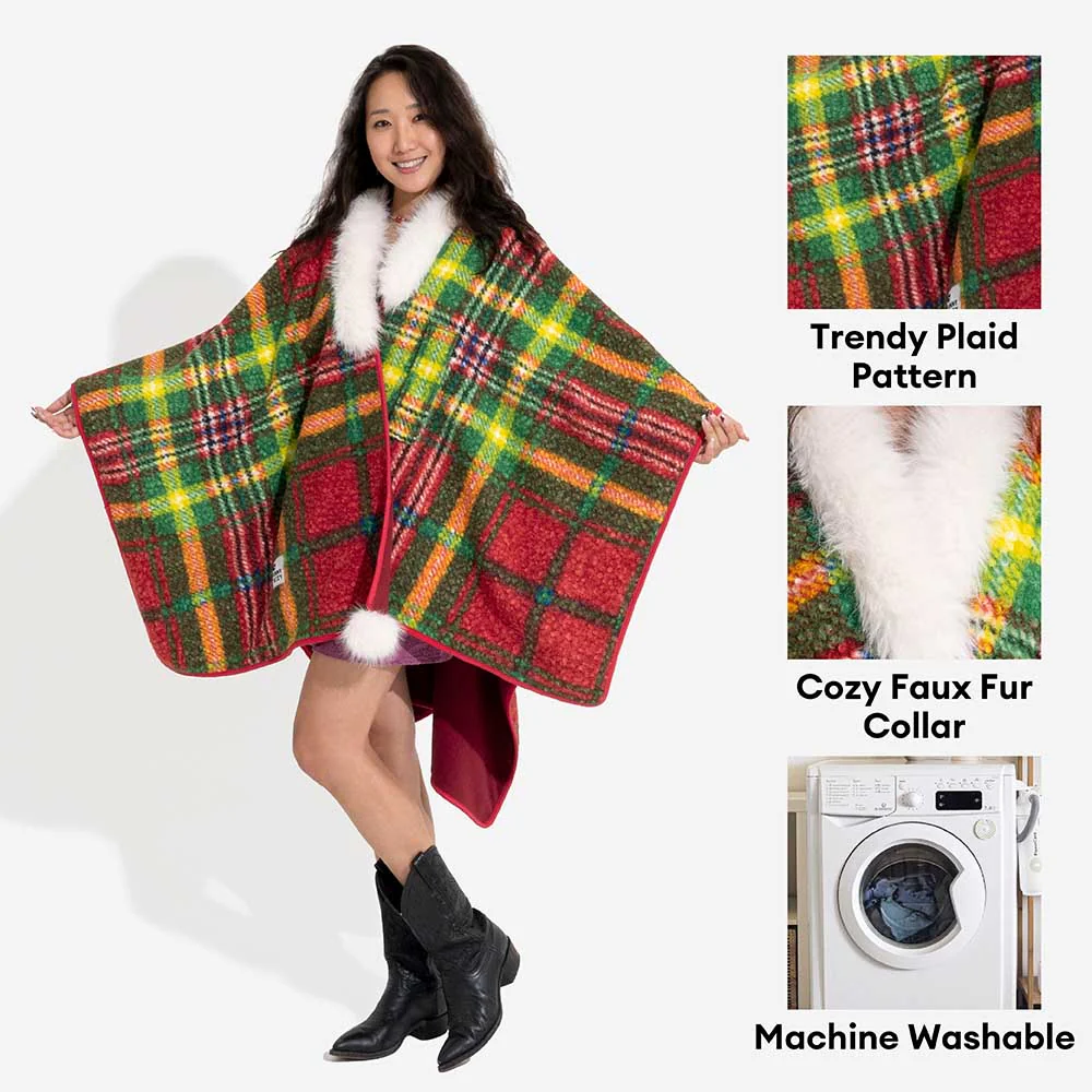 Classic Plaid Warmth Human & Dog Poncho - Festive Companions