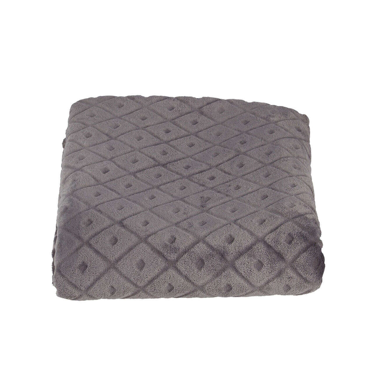 Plaid en flanelle uni gris relief losange