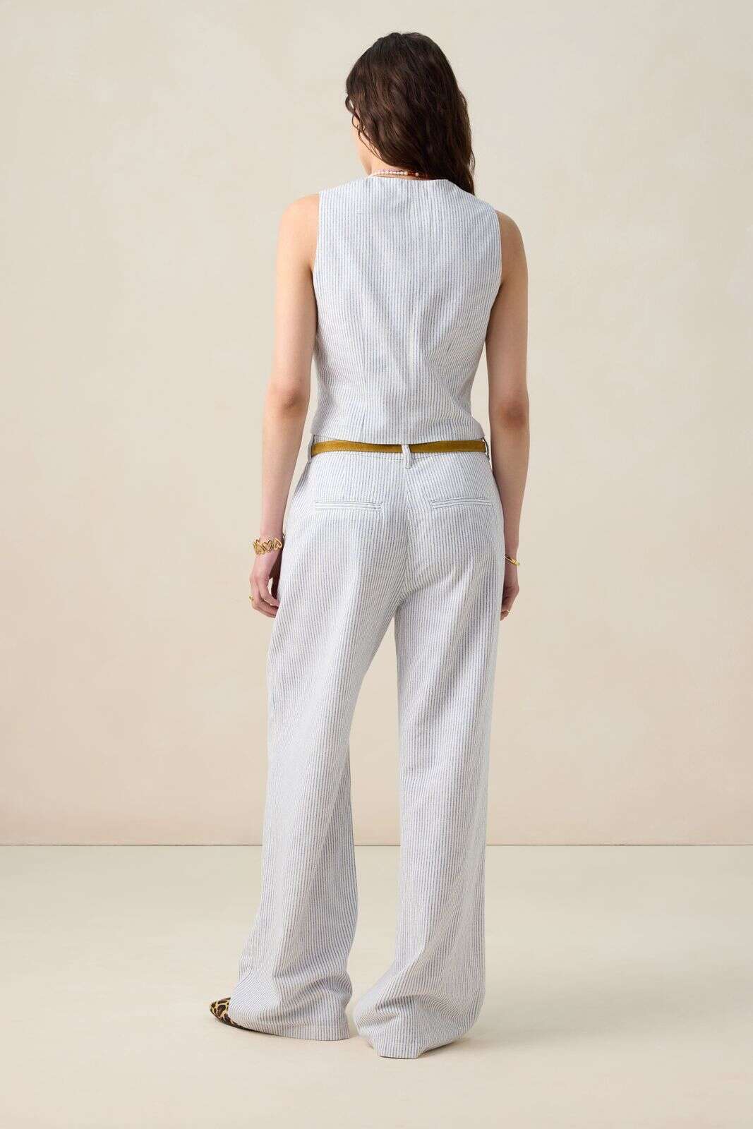 Wit gestreepte broek