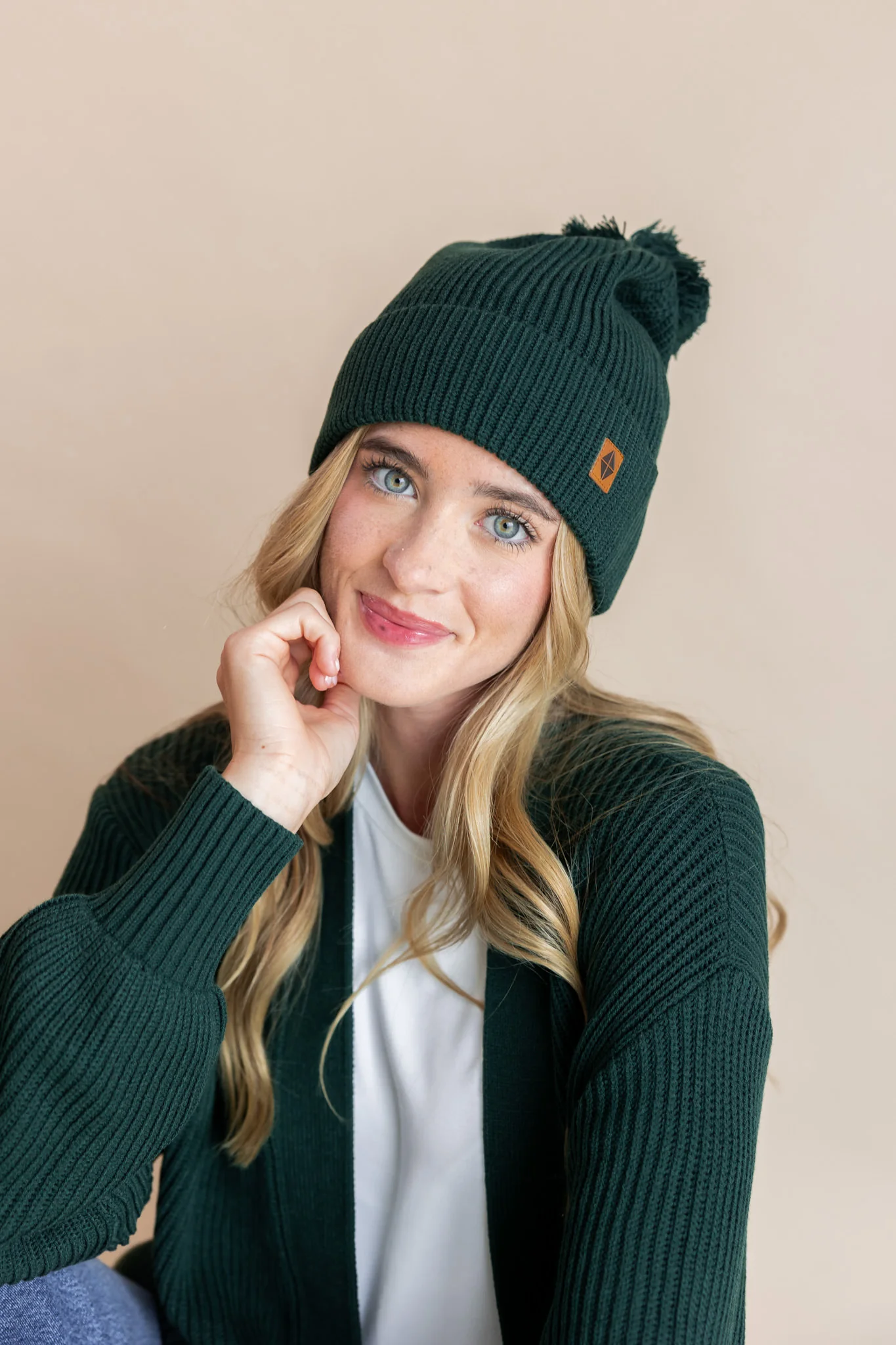 Chunky Knit Adult Pom in Cypress