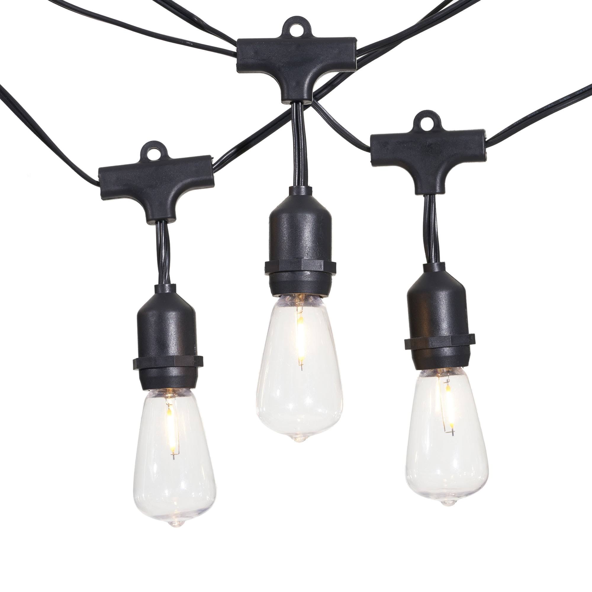 Better Homes & Gardens 15 Count Edison Bulb String Lights, Black Wire