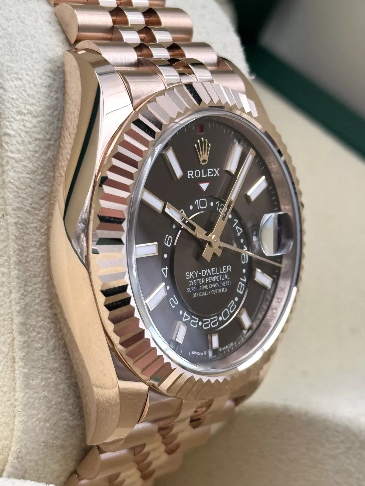 [Super Clone]RLX  Sky-Dweller 42mm Rose Gold Rhodium Dial Jubilee - 336935