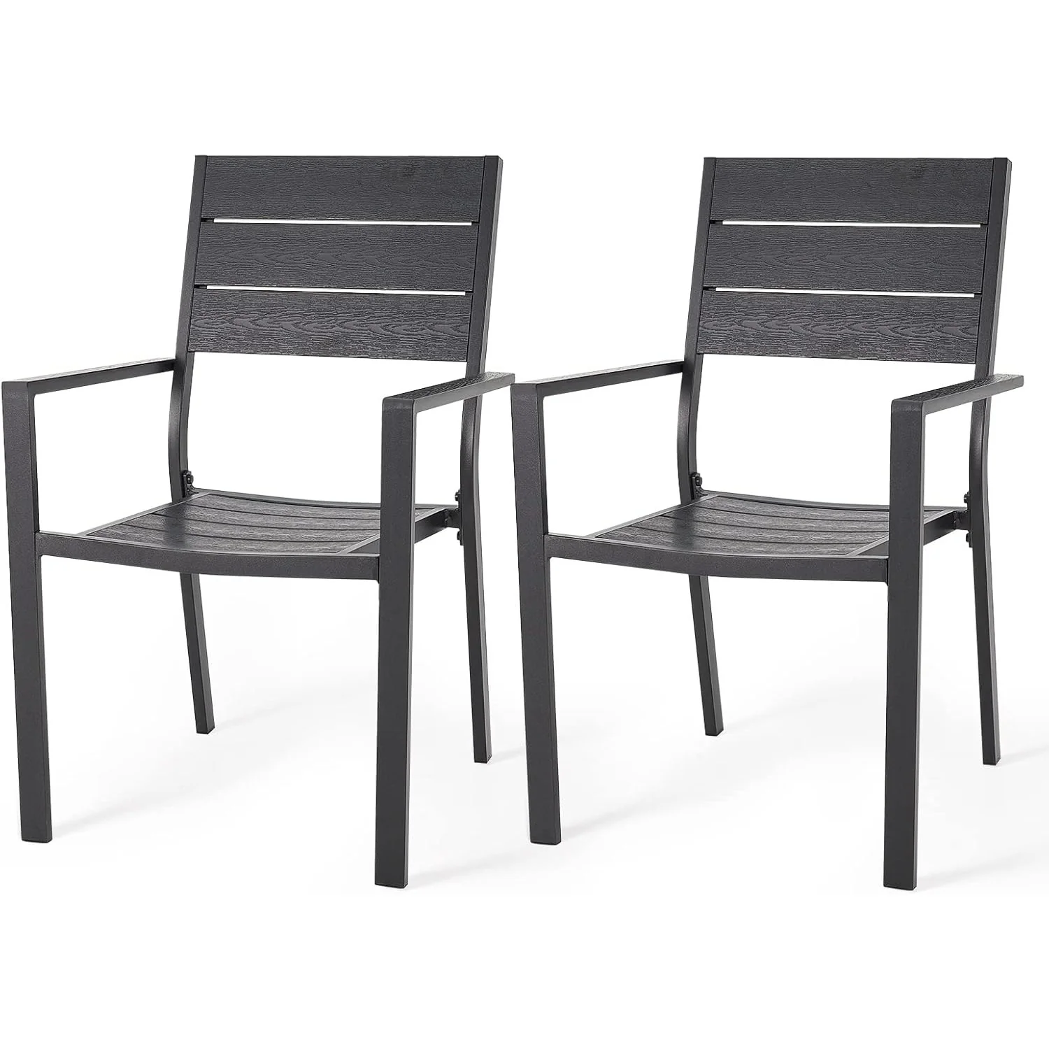 AECOJOY 2 Pieces Outdoor Dining Chairs, Aluminum Frame Stackable Patio Chair