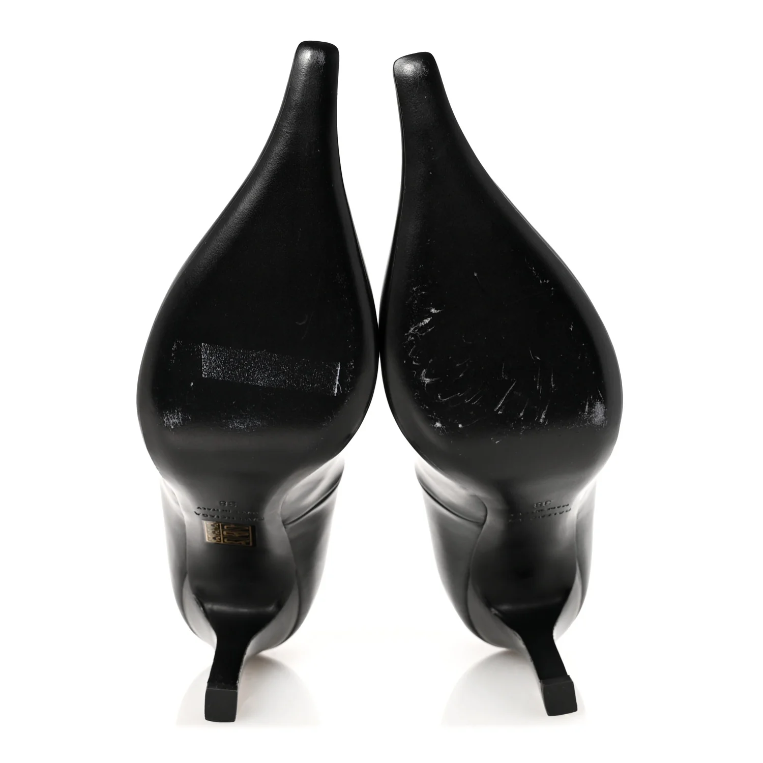 Distressed Calfskin Odeon 100mm Pumps 38 Black
