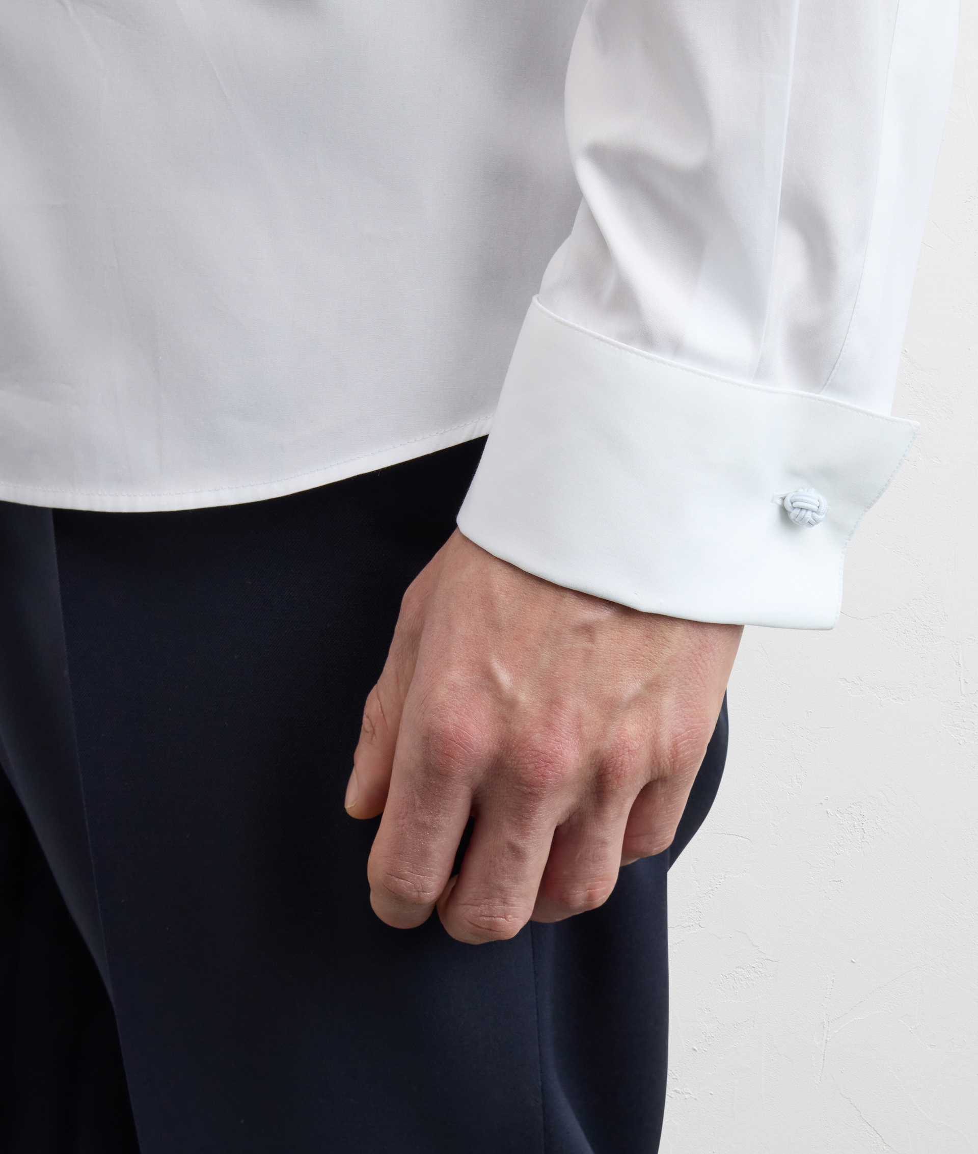 PURE WHITE COTTON POPLIN REGULAR FIT CUFF COLLAR SHIRT