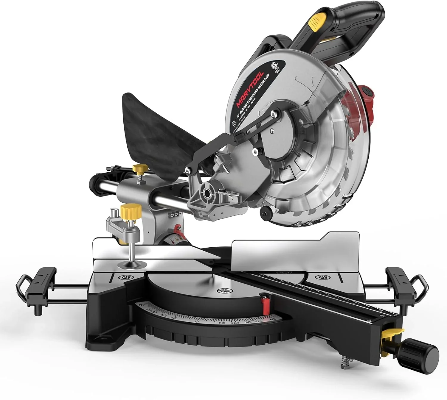 MarvTool 10-inch Sliding Compound Miter Saw Single Bevel 0-45�� with Extension Table 36T Blade