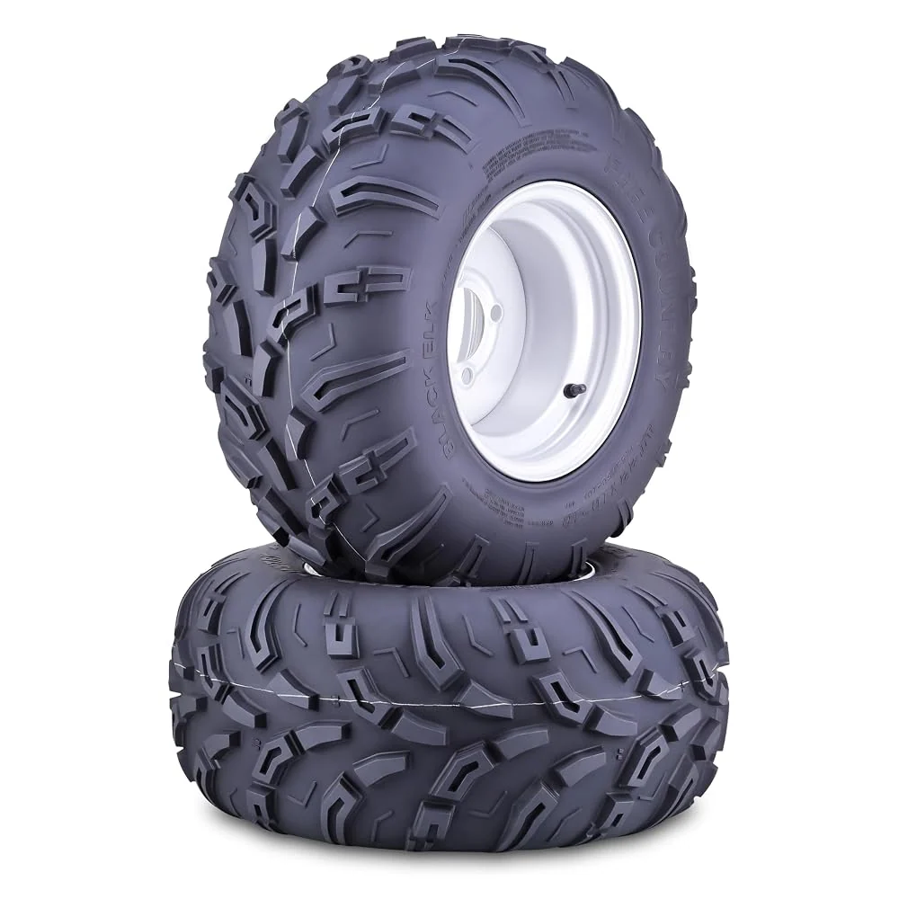 FREE COUNTRY ATV Tire & Wheel 22X10-10 6PR Black Elk on 4x4 Silver Rim,Set2