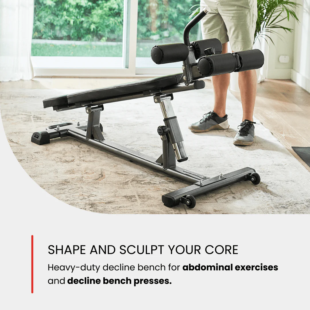 Finer Form Semi, Commercial Sit Up Bench Elite, Reverse Crunch Handle for Ab Exercises, Reverse Crunch and Decline Sit Up with 4 Adjustable Height Settings, Black Image 3
