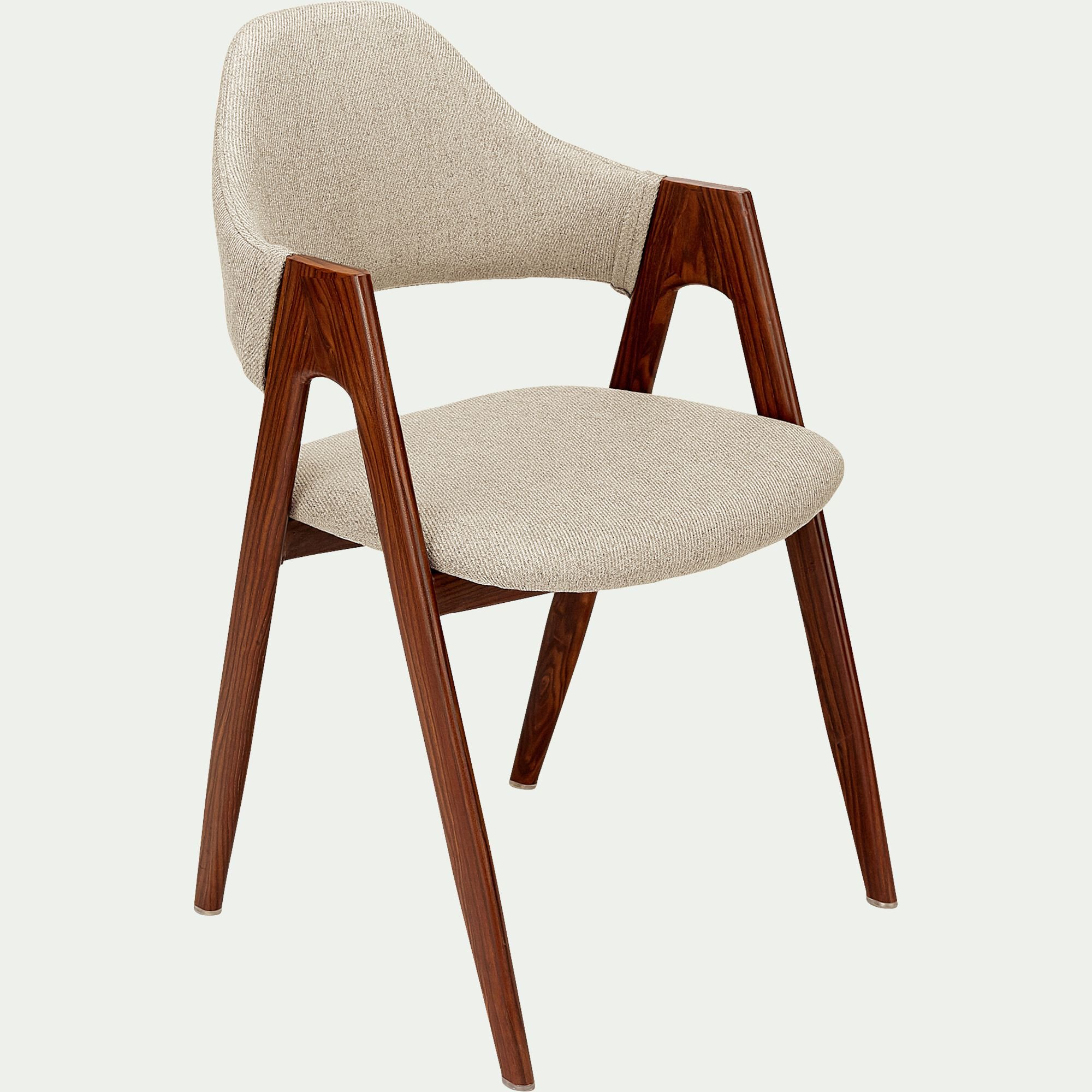 GARETTE - Chaise en tissu et effet bois foncé avec accoudoirs - beige alpilles